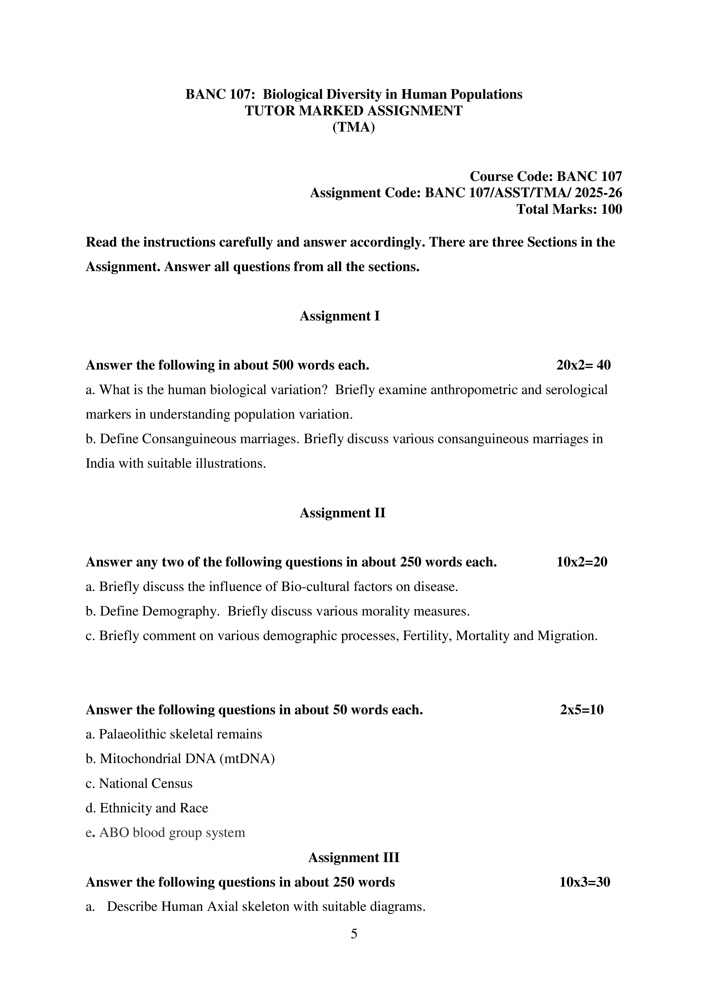 IGNOU BANC 107 Handwritten Hardcopy Assignment 2025-2026 (English Medium)