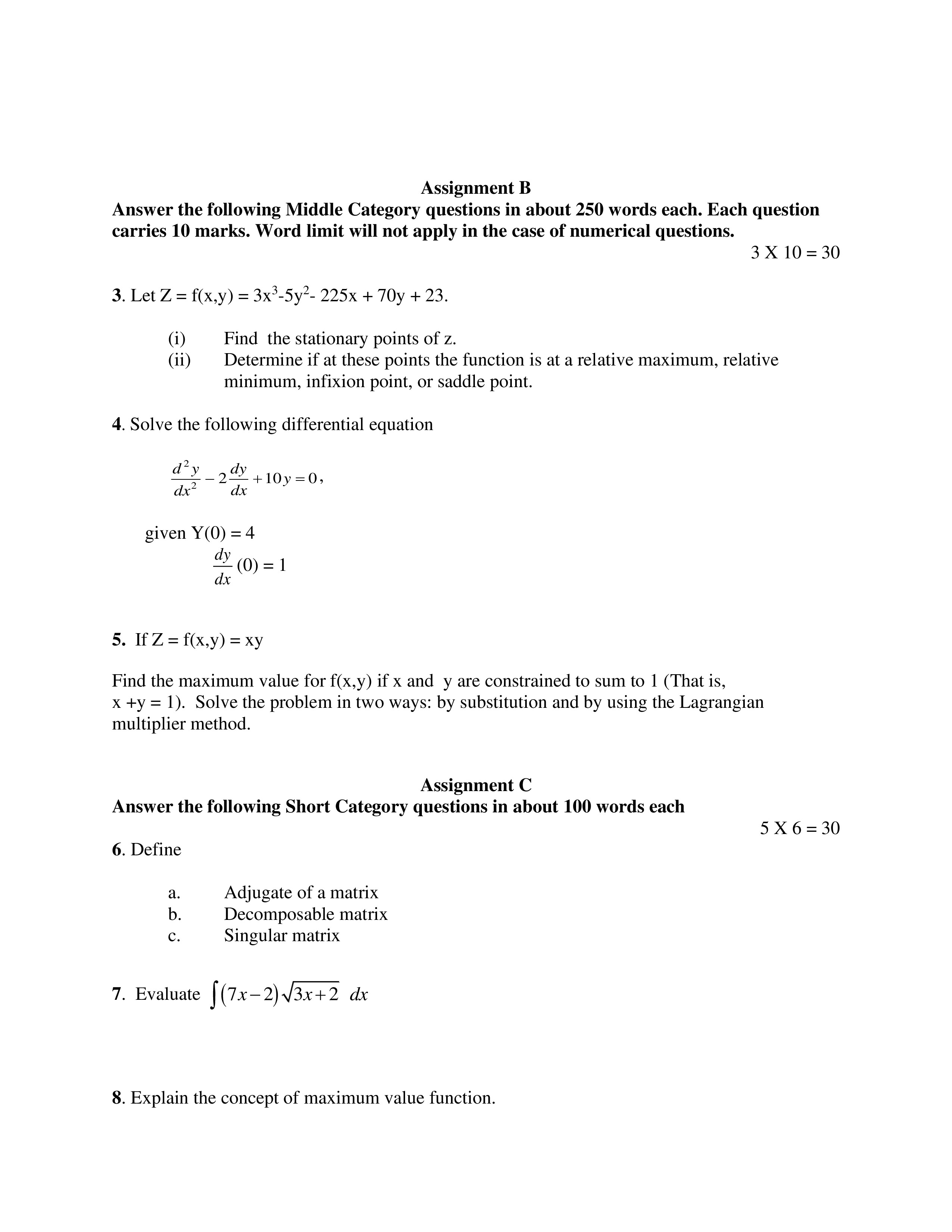 IGNOU BECC 104 Solved Assignment 2025-2026 – Mathematical Methods in Economics-II (English) | IGNOU Students Portal
