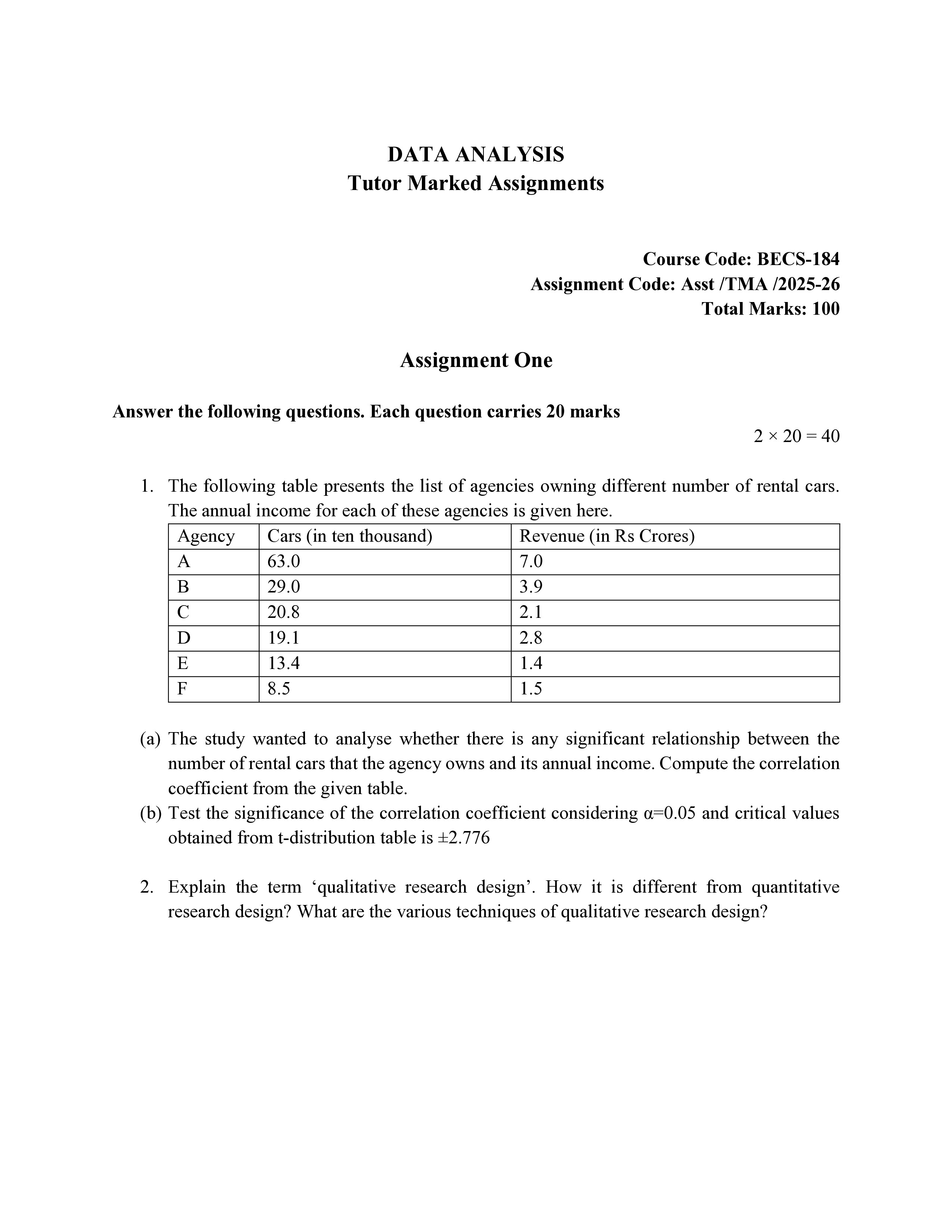 IGNOU BECS 184 Handwritten Hardcopy Assignment 2025-2026 (English Medium)