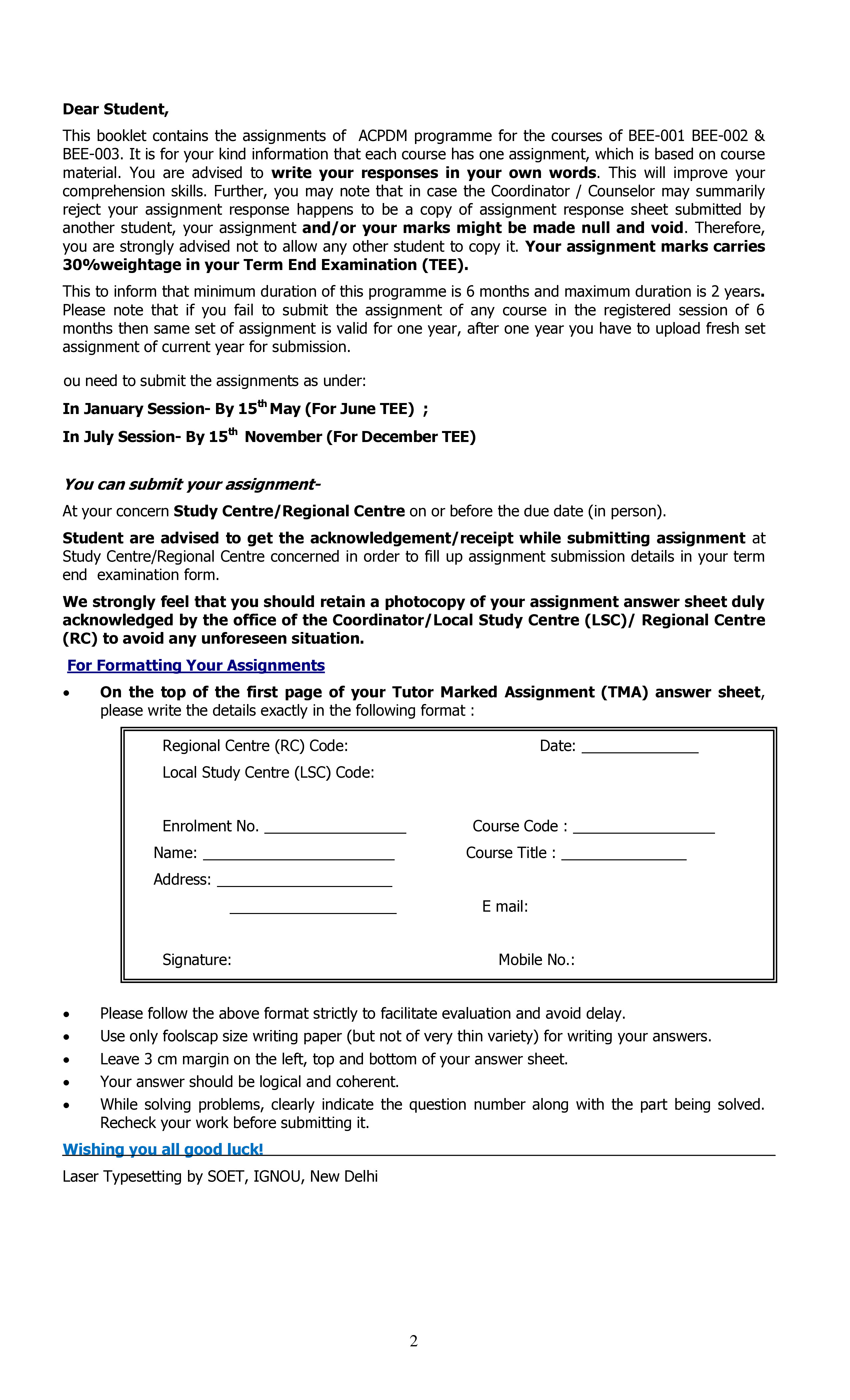 IGNOU BEE 003 Solved Assignment 2026-26 – Management of Power Distribution (English) | IGNOU Students Portal