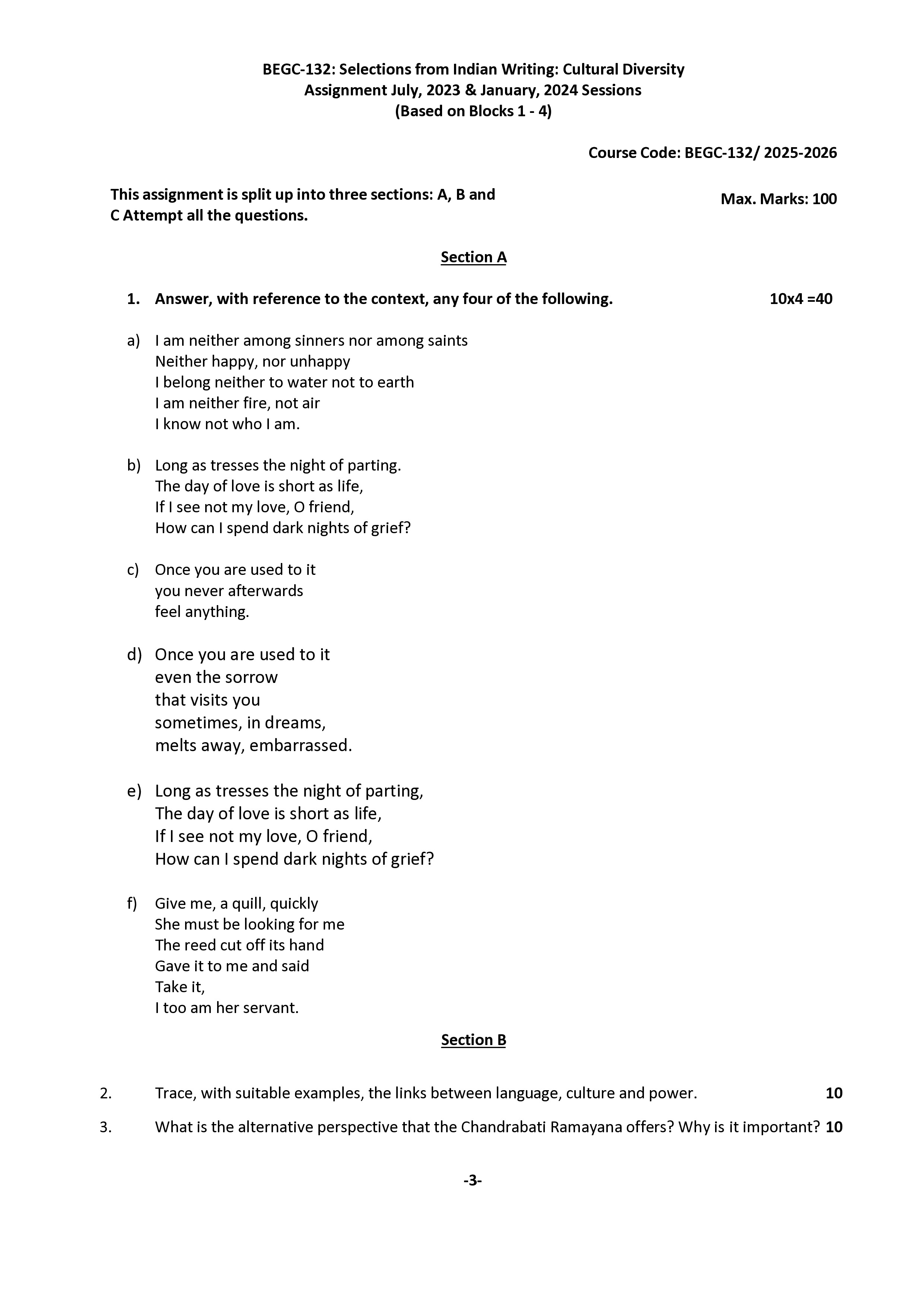IGNOU BEGC 132 Handwritten Hardcopy Assignment 2025-2026 (English Medium)