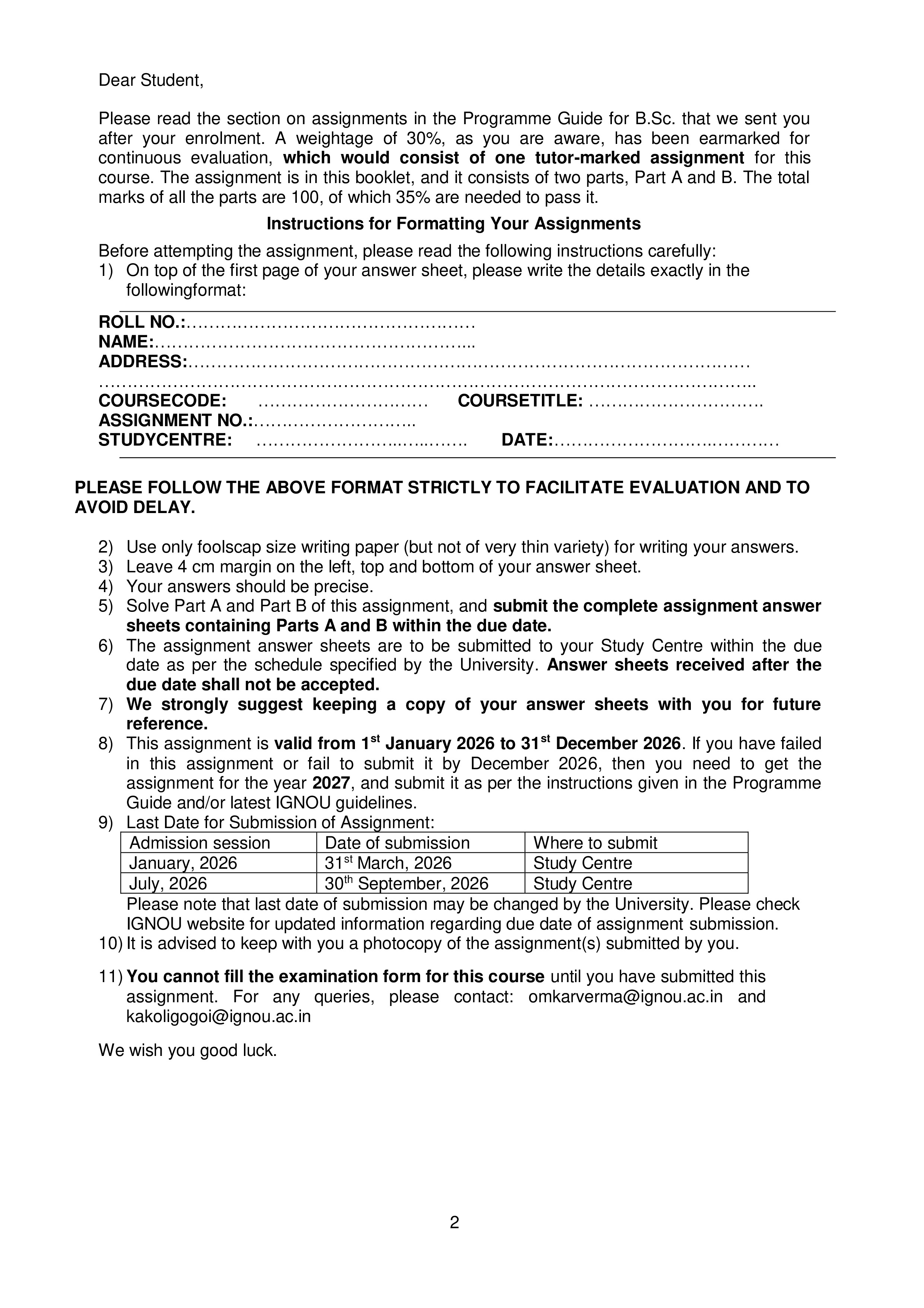 IGNOU BGYCT 137 Solved Assignment 2026-26 – Stratigraphy and Palaeontology (English) | IGNOU Students Portal