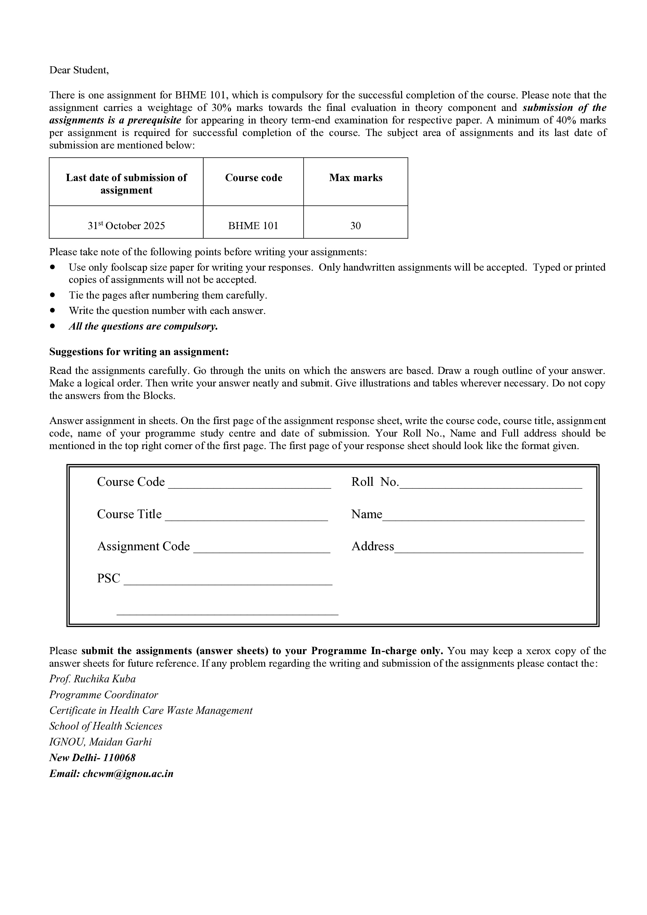 IGNOU BHME 101 Solved Assignment 2025-25 – Inter-Relationship Between Health and Environment (English) | IGNOU Students Portal