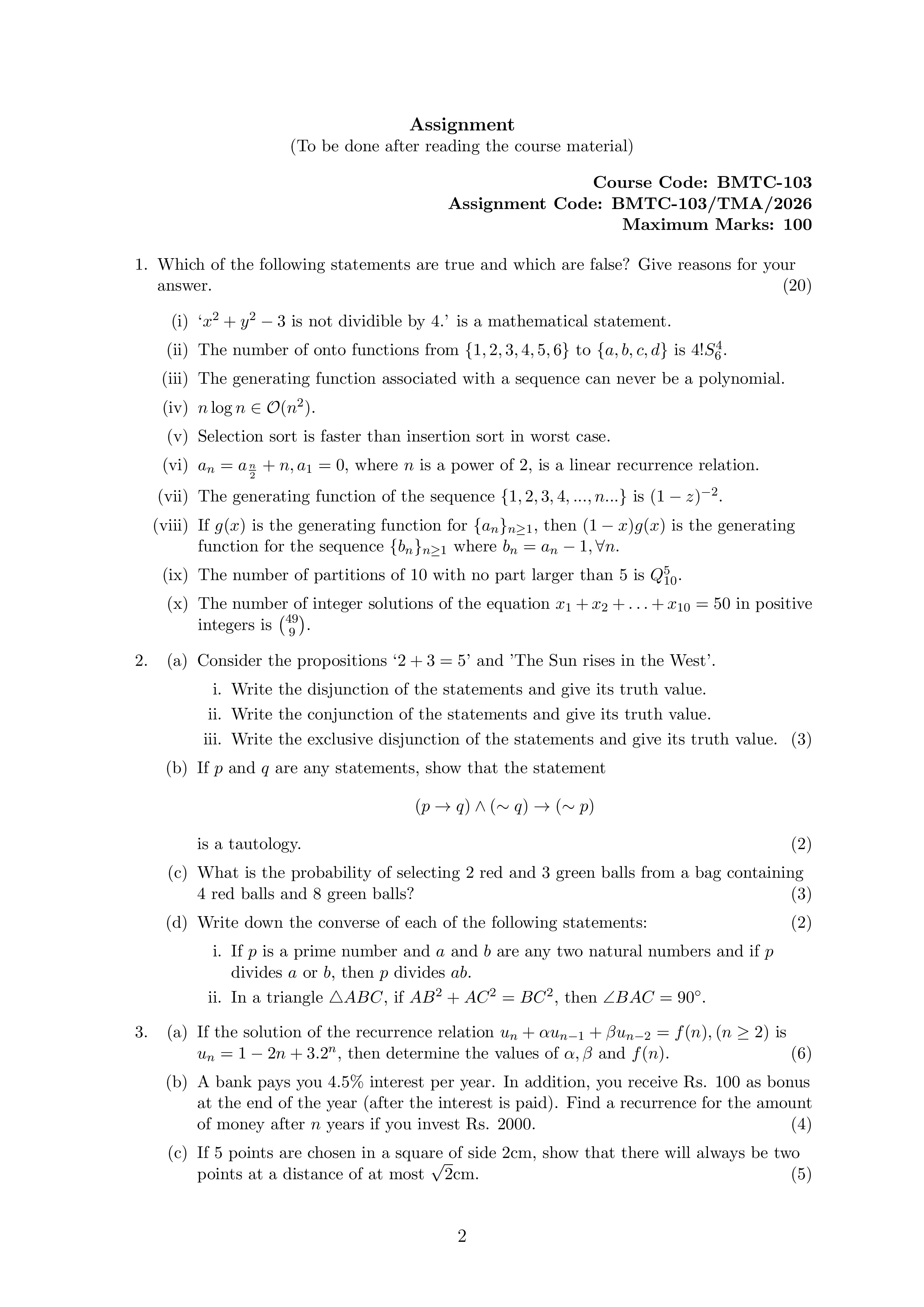 IGNOU BMTC 103 Solved Assignment 2026-26 – Discrete Mathematics (English) | IGNOU Students Portal