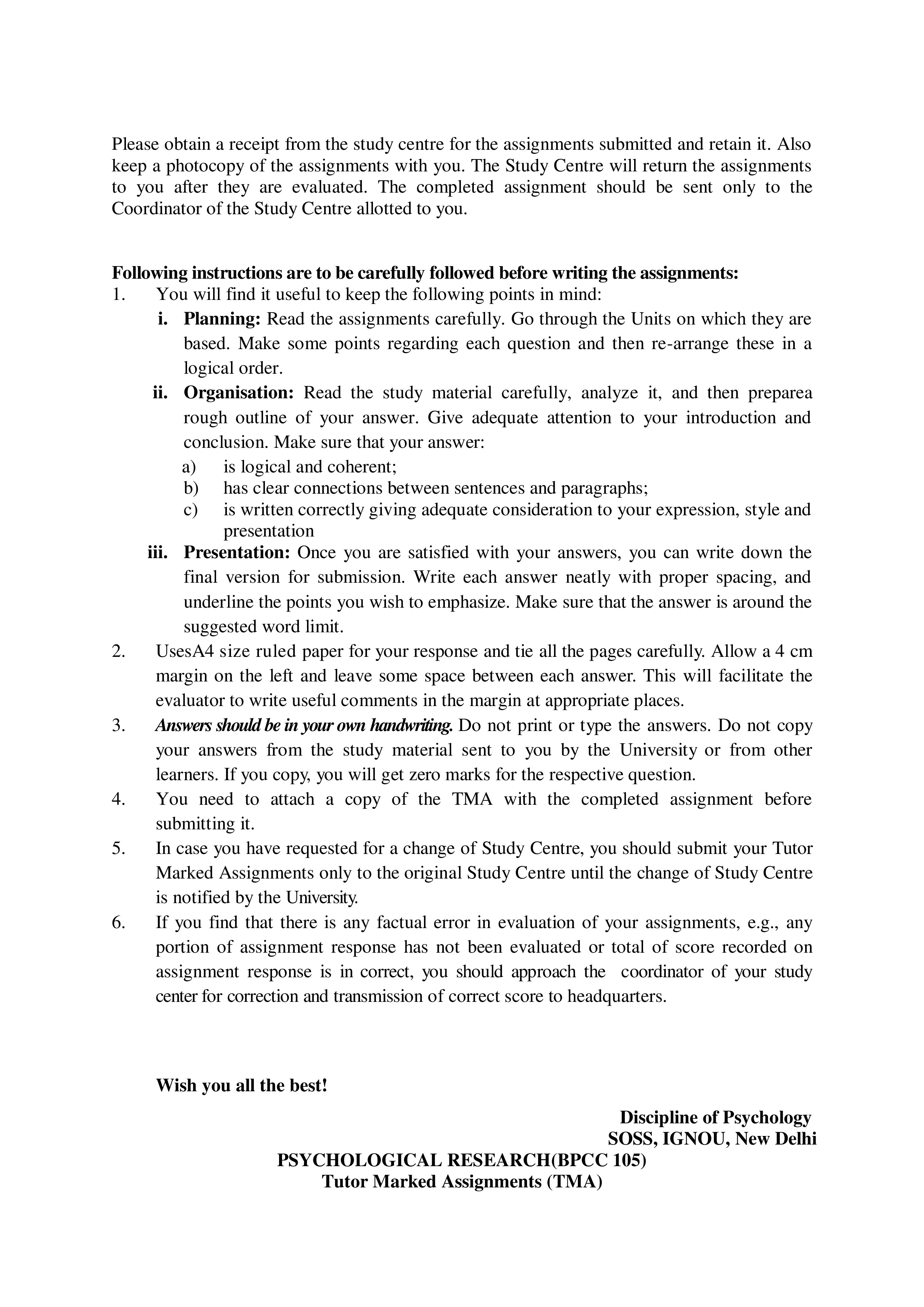IGNOU BPCC 105 Solved Assignment 2025-2026 – Psychological Research (English) | IGNOU Students Portal
