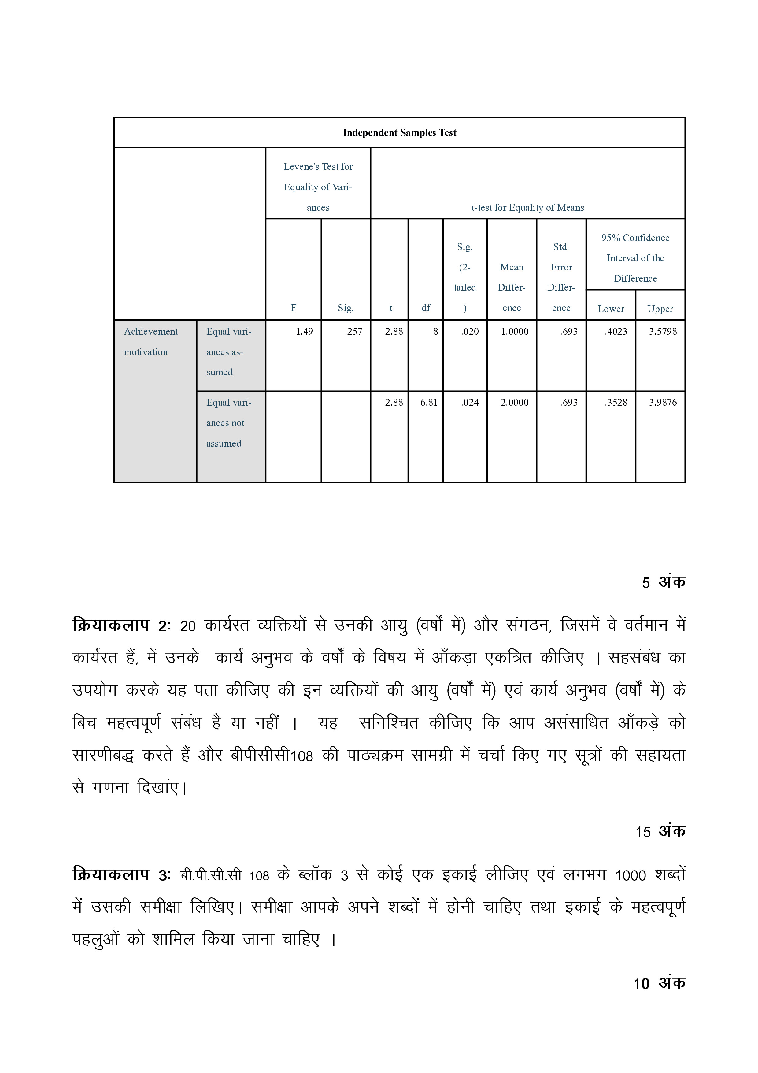 IGNOU BPCC 108 Solved Assignment 2025-2026 – मनोवैज्ञानिक शोध के लिए सांख्यिकी विधियाँ-II (Hindi) | IGNOU Students Portal