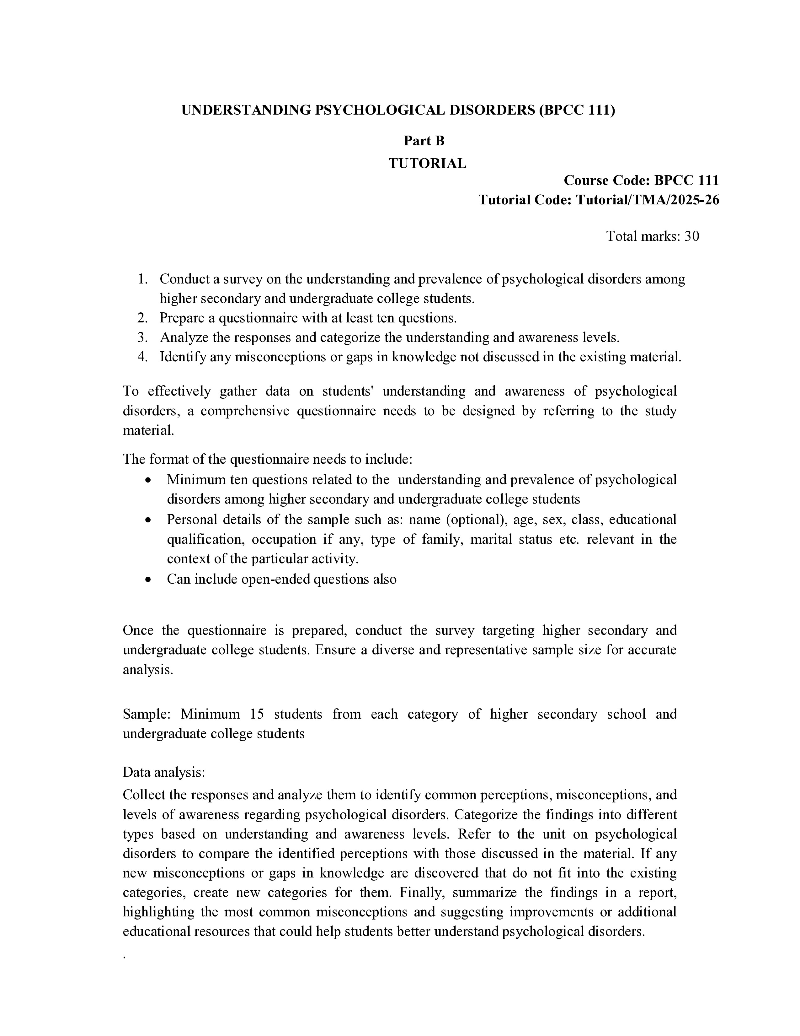 IGNOU BPCC 111 Solved Assignment 2025-2026 – Understanding Psychological Disorders (English) | IGNOU Students Portal