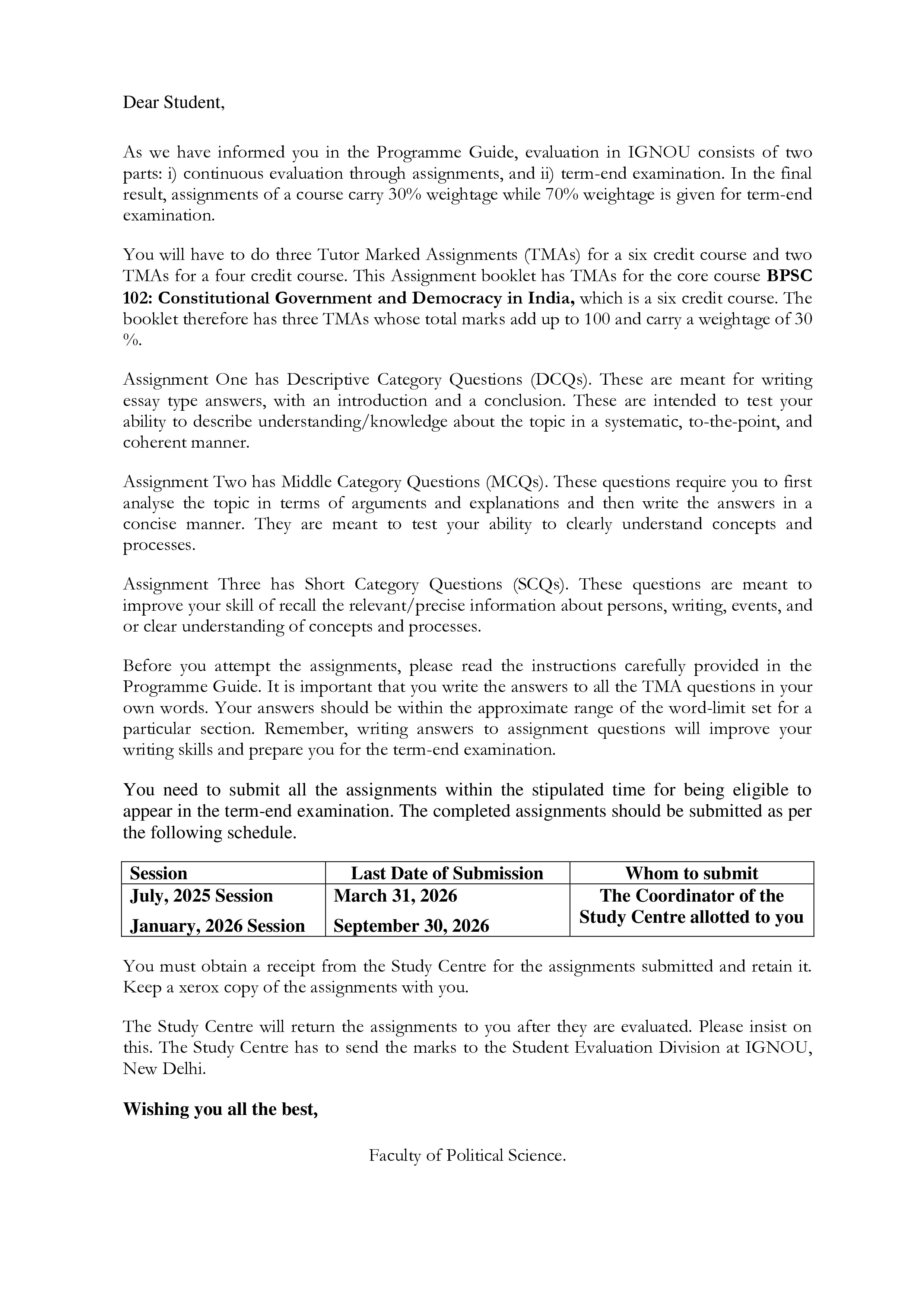 IGNOU BPSC 102 Solved Assignment 2025-2026 – Constitutional Government and Democracy in India (English) | IGNOU Students Portal