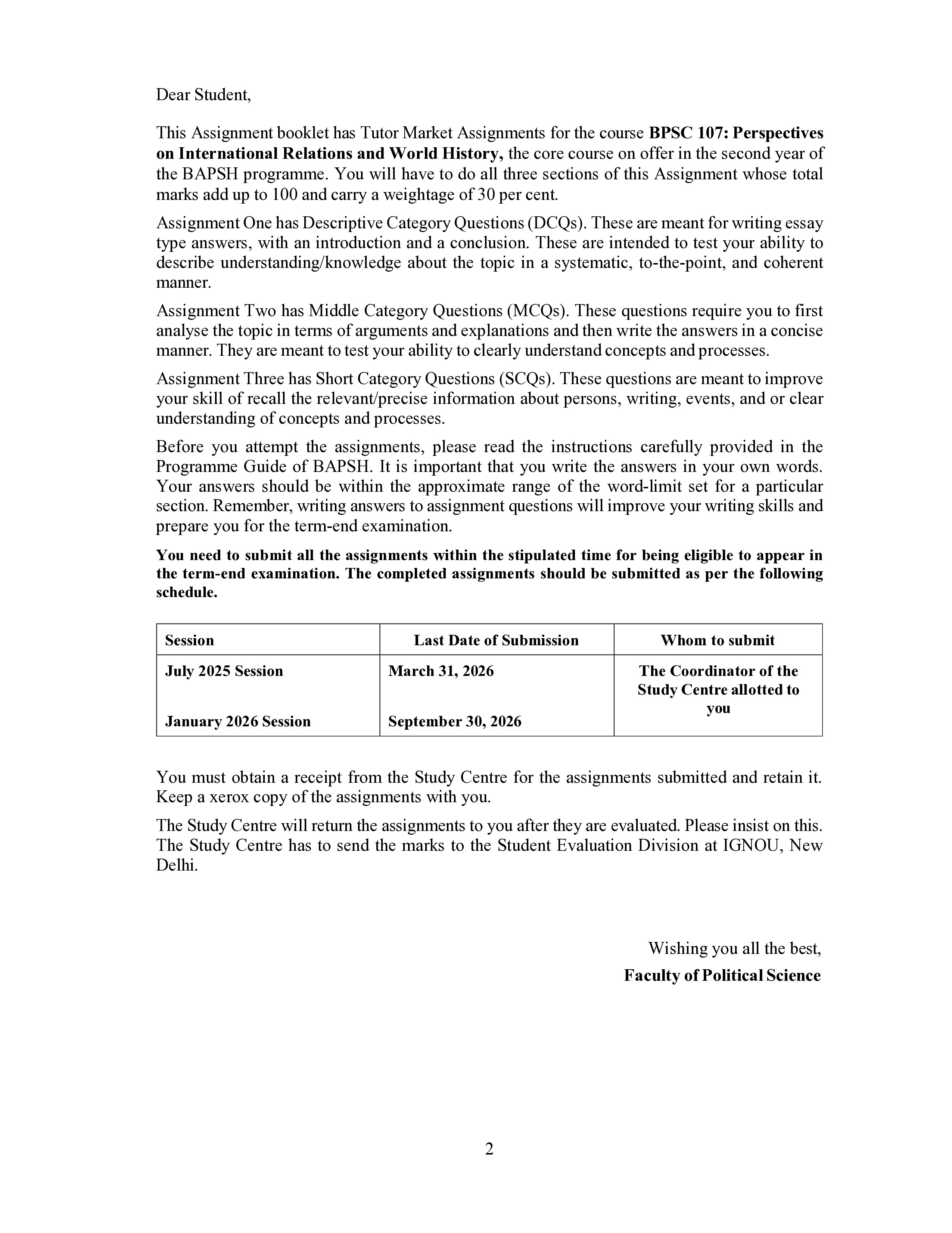 IGNOU BPSC 107 Solved Assignment 2025-2026 – Perspectives on International Relations and World History (English) | IGNOU Students Portal