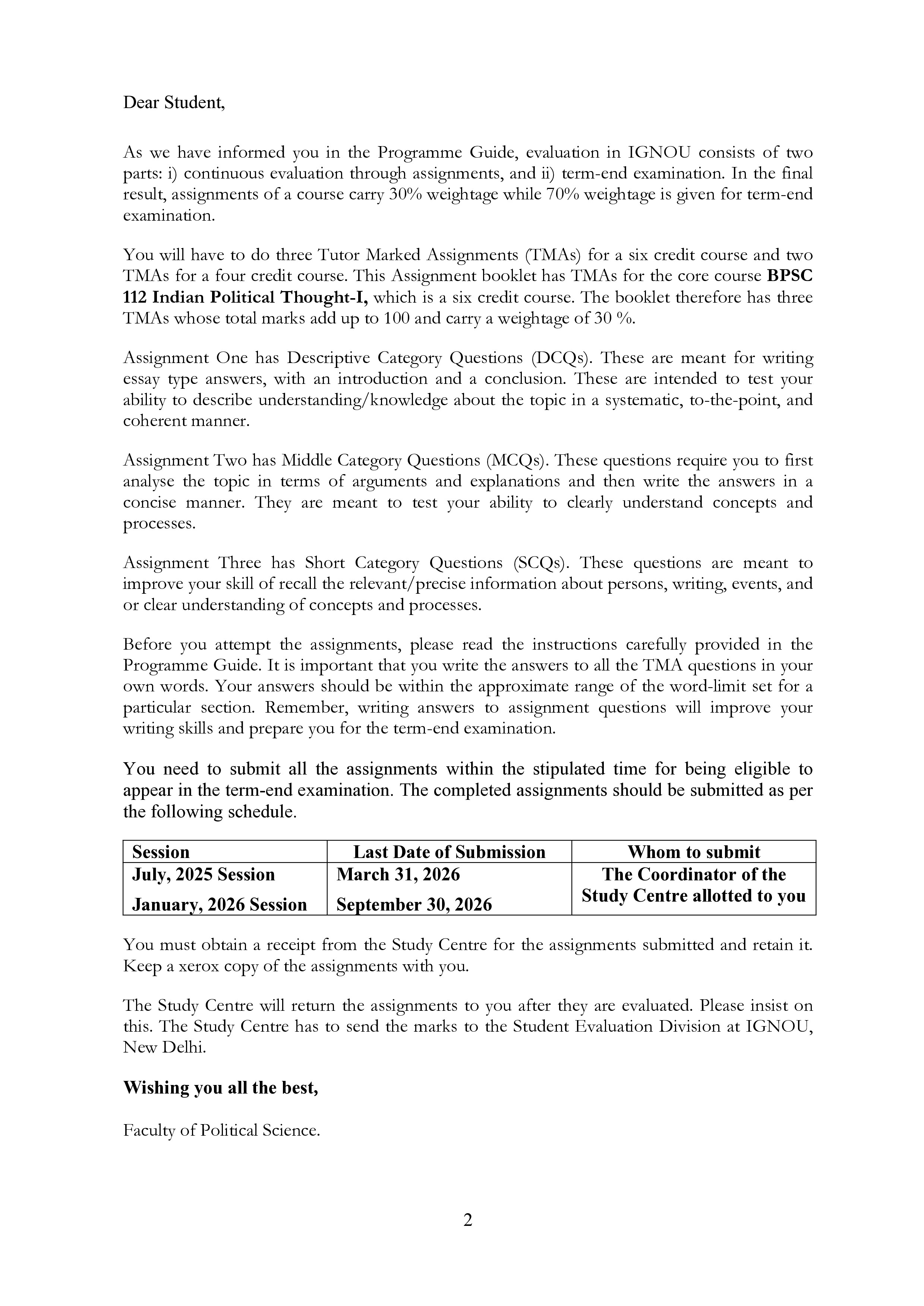 IGNOU BPSC 112 Solved Assignment 2025-25 – Indian Political Thought-I (English) | IGNOU Students Portal