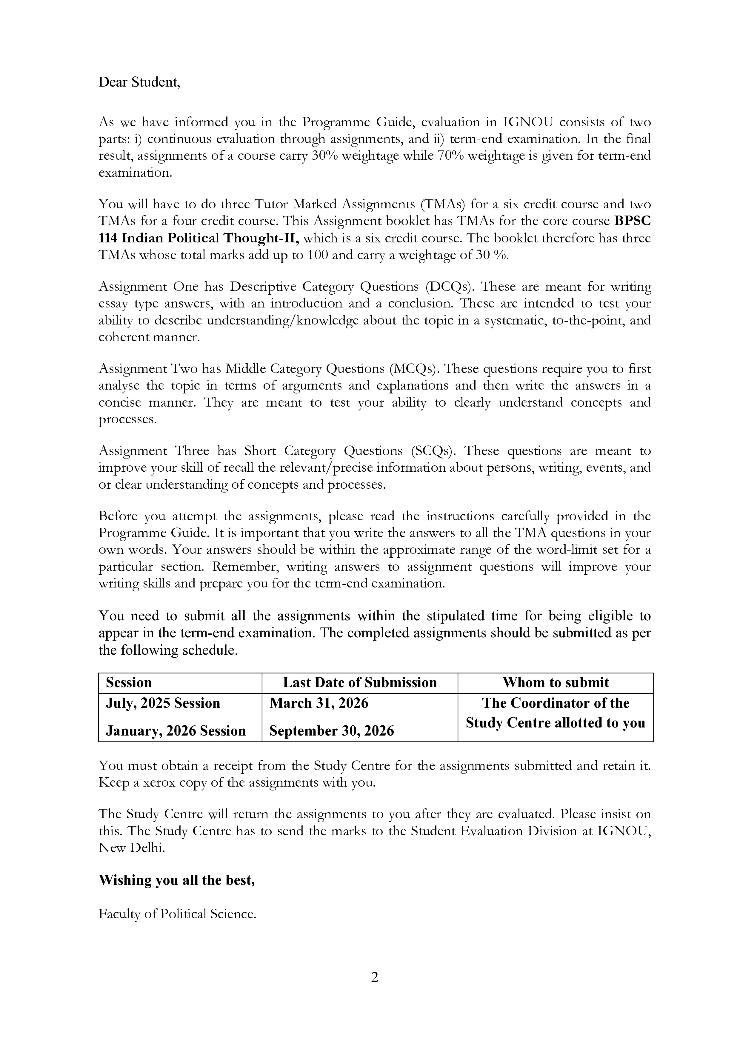 IGNOU BPSC 114 Solved Assignment 2025-25 – Indian Political Thought-II (English) | IGNOU Students Portal