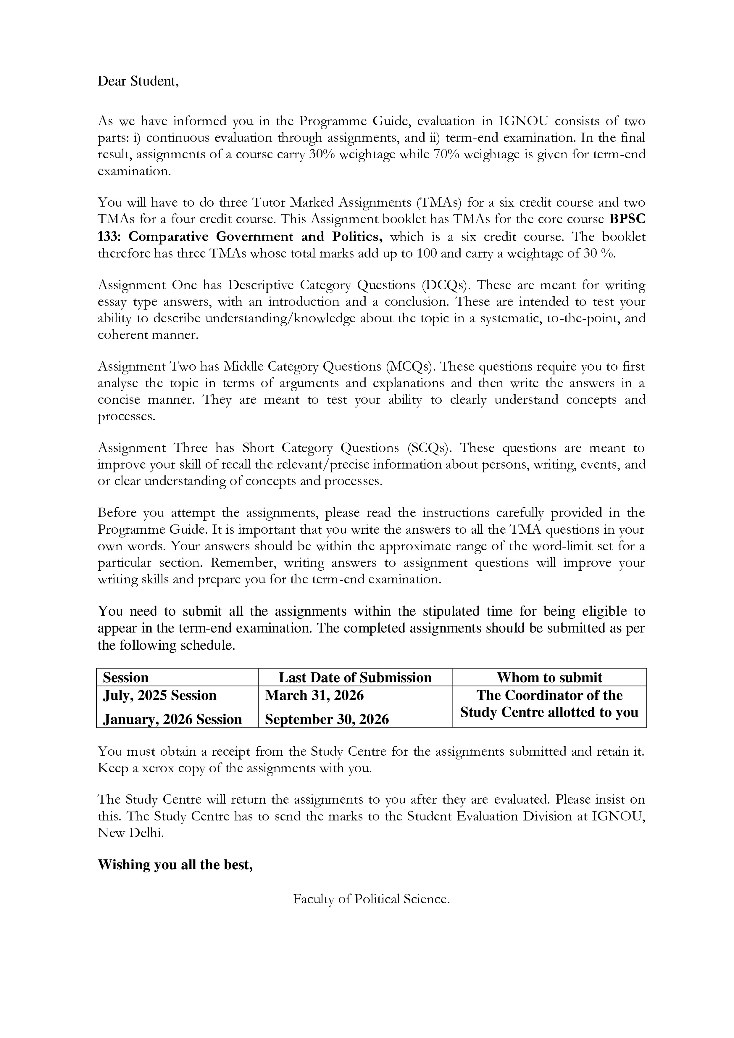 IGNOU BPSC 133 Handwritten Hardcopy Assignment 2025-2026 (English Medium)