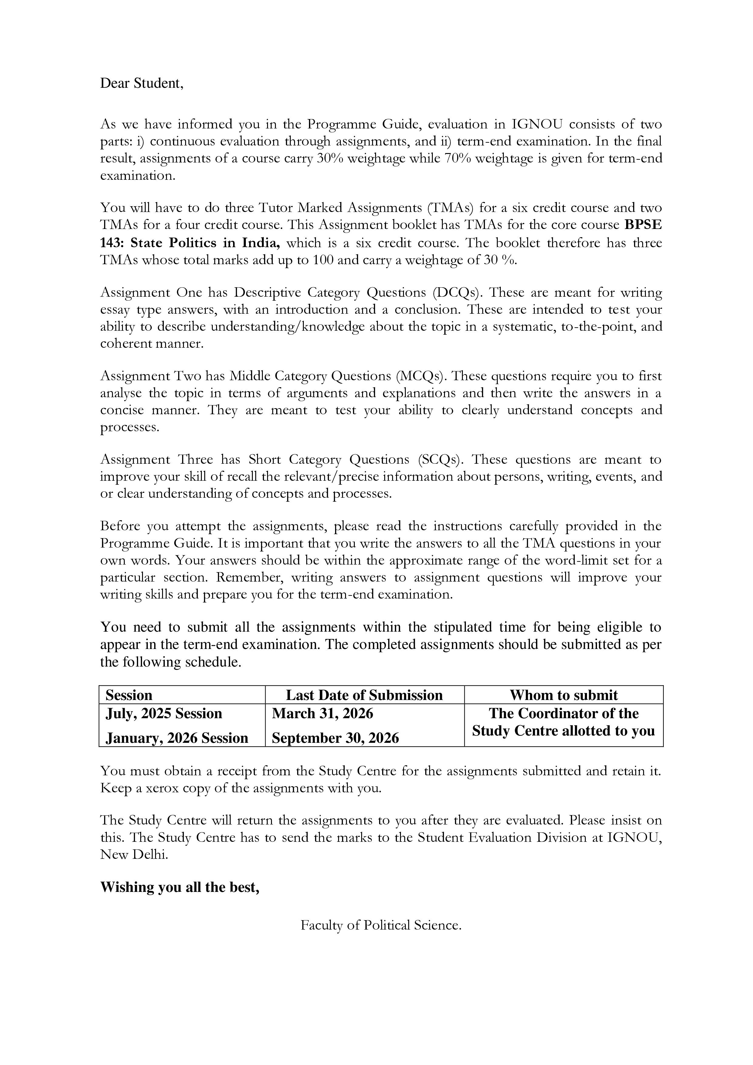 IGNOU BPSE 143 Solved Assignment 2025-2026 – State Politics in India (English) | IGNOU Students Portal