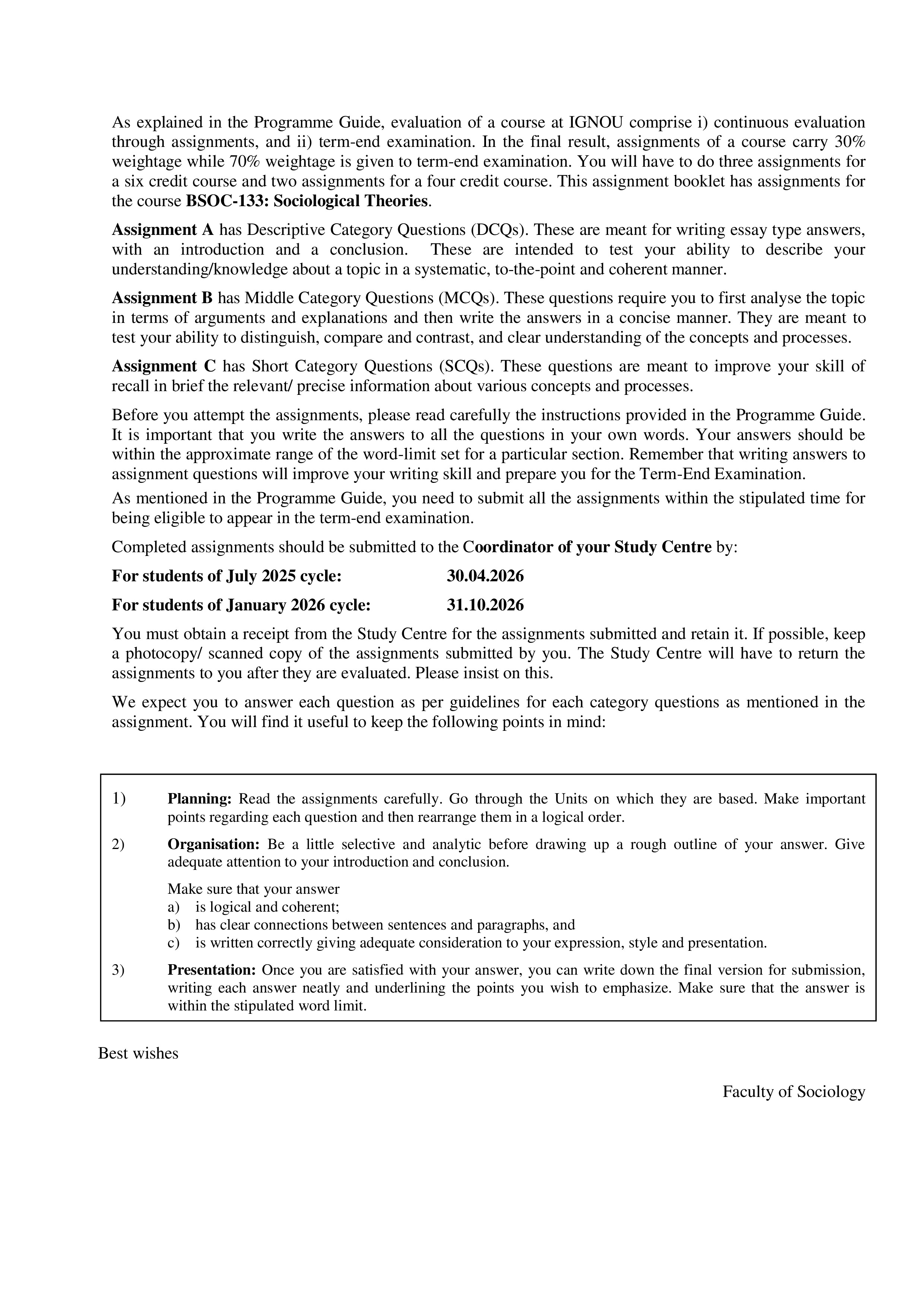 IGNOU BSOC 133 Solved Assignment 2025-2026 – Sociological Theories (English) | IGNOU Students Portal