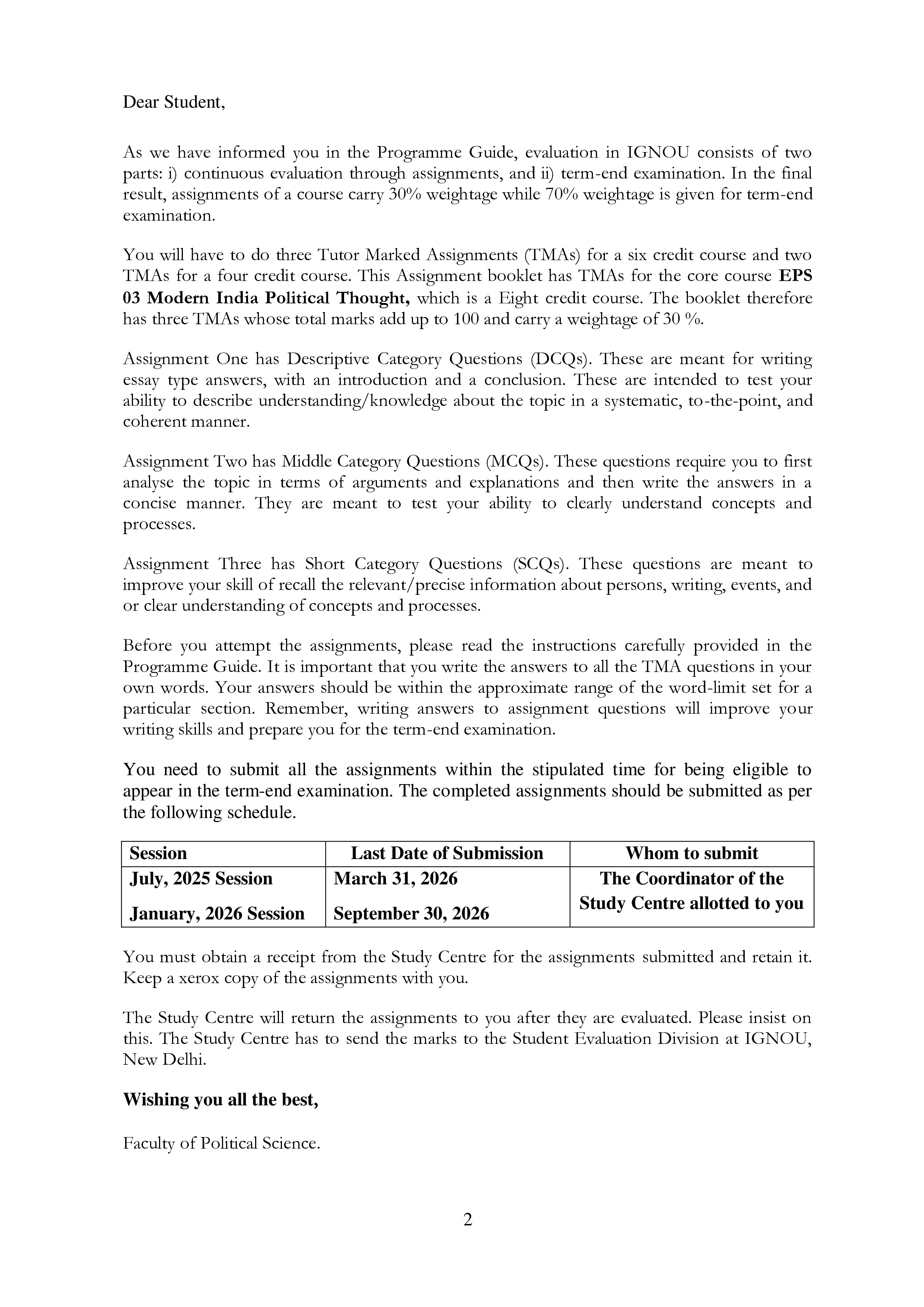 IGNOU EPS 003 Solved Assignment 2025-2026 – Modern Indian Political Thought (English) | IGNOU Students Portal