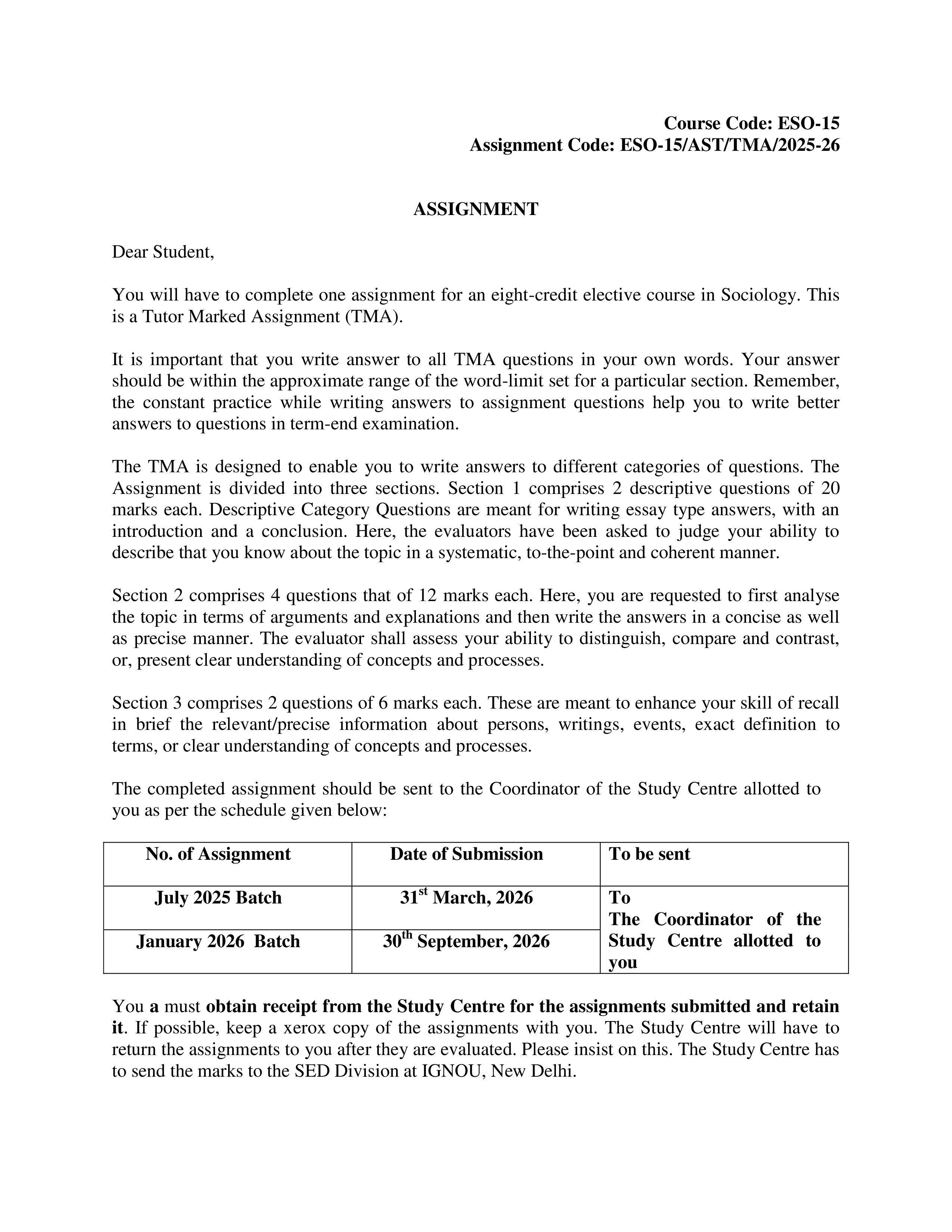 IGNOU ESO 015 Solved Assignment 2025-2026 – Society and Religion (English) | IGNOU Students Portal