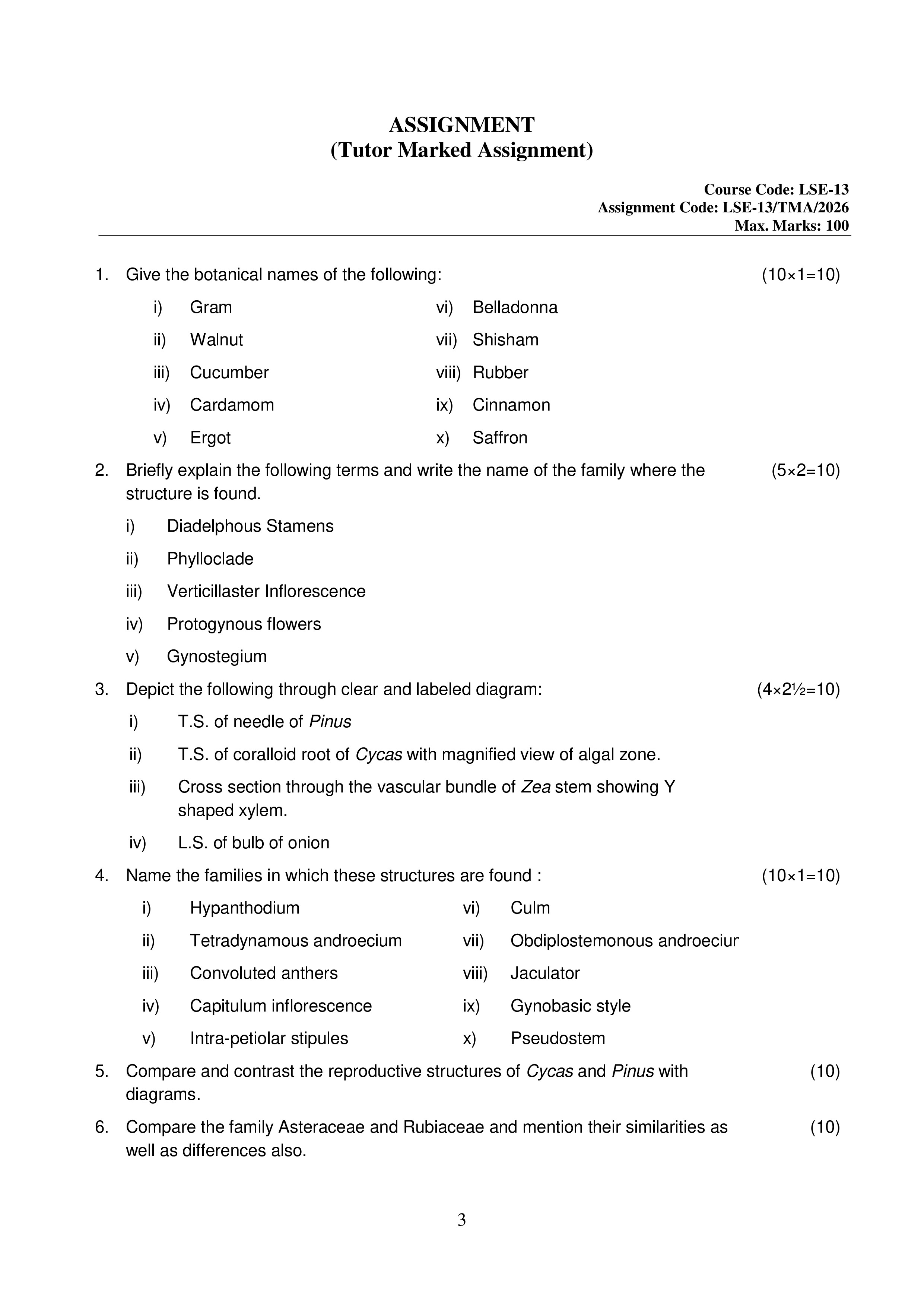 IGNOU LSE 013 Solved Assignment 2026-26 – Plant Diversity-II (English) | IGNOU Students Portal