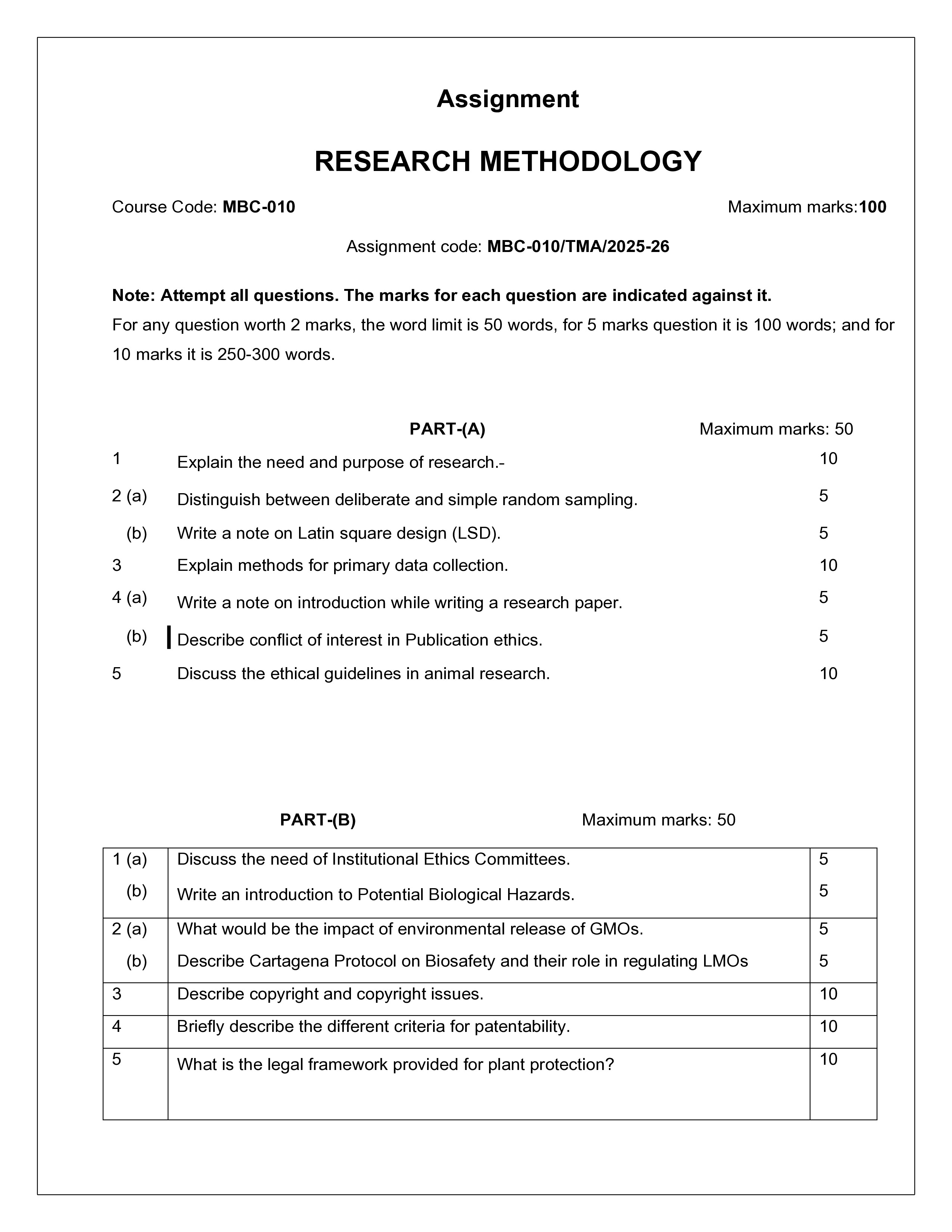 IGNOU MBC 010 Solved Assignment 2025-2026 – Research Methodology. (English) | IGNOU Students Portal