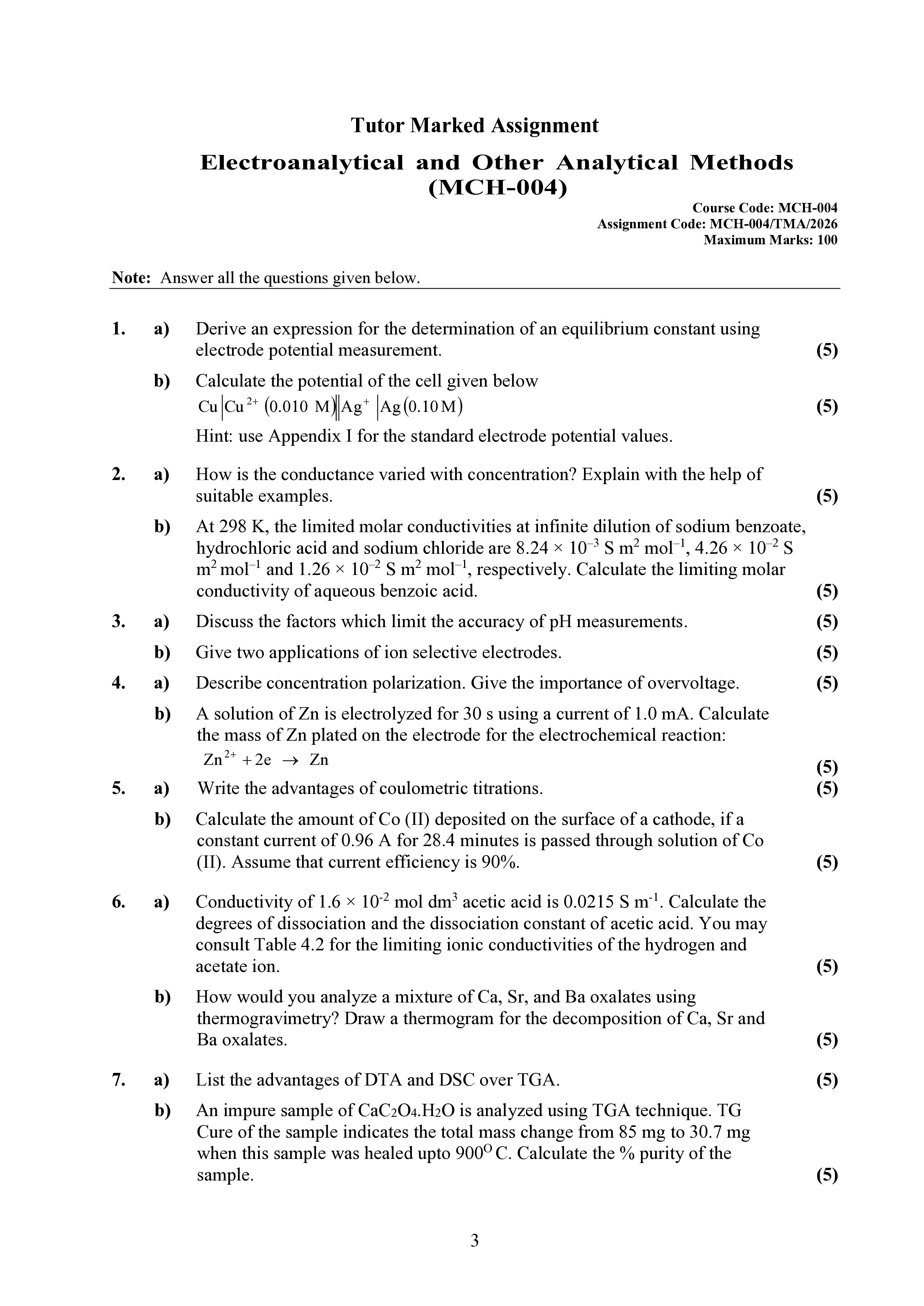 IGNOU MCH 003 Solved Assignment 2025-2026 – Spectroscopic Methods (English) | IGNOU Students Portal