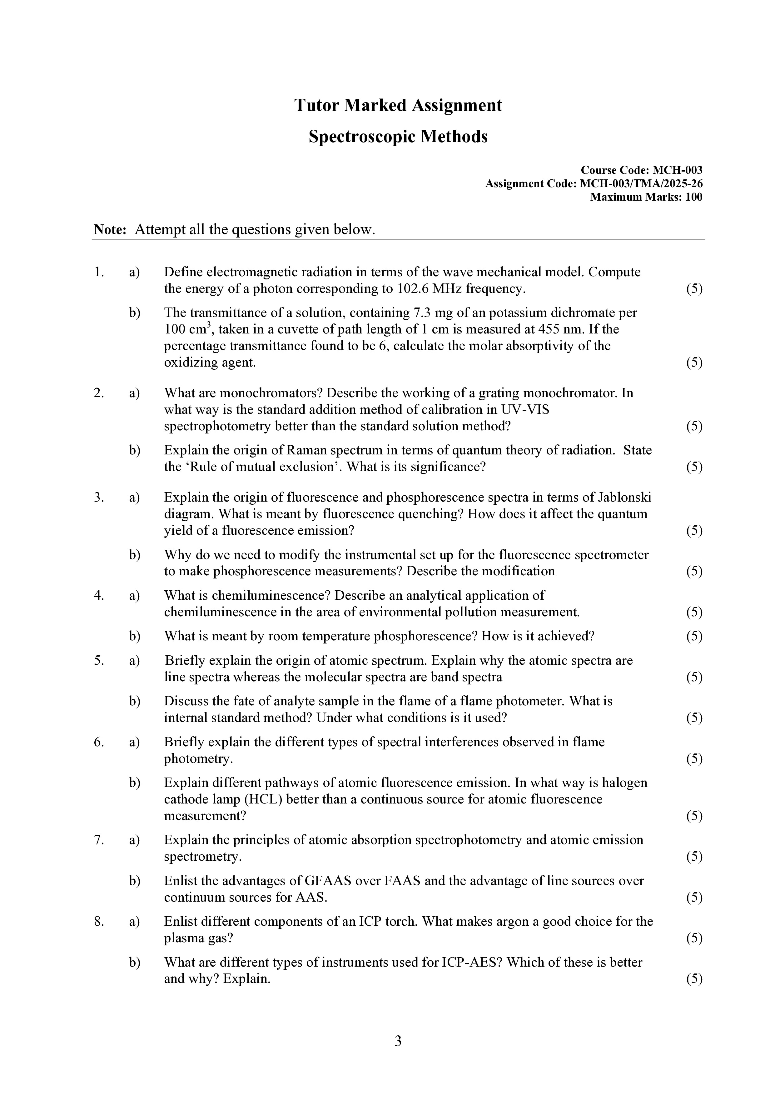 IGNOU MCH 004 Solved Assignment 2025-2026 – Electroanalytical and Other Methods (English) | IGNOU Students Portal