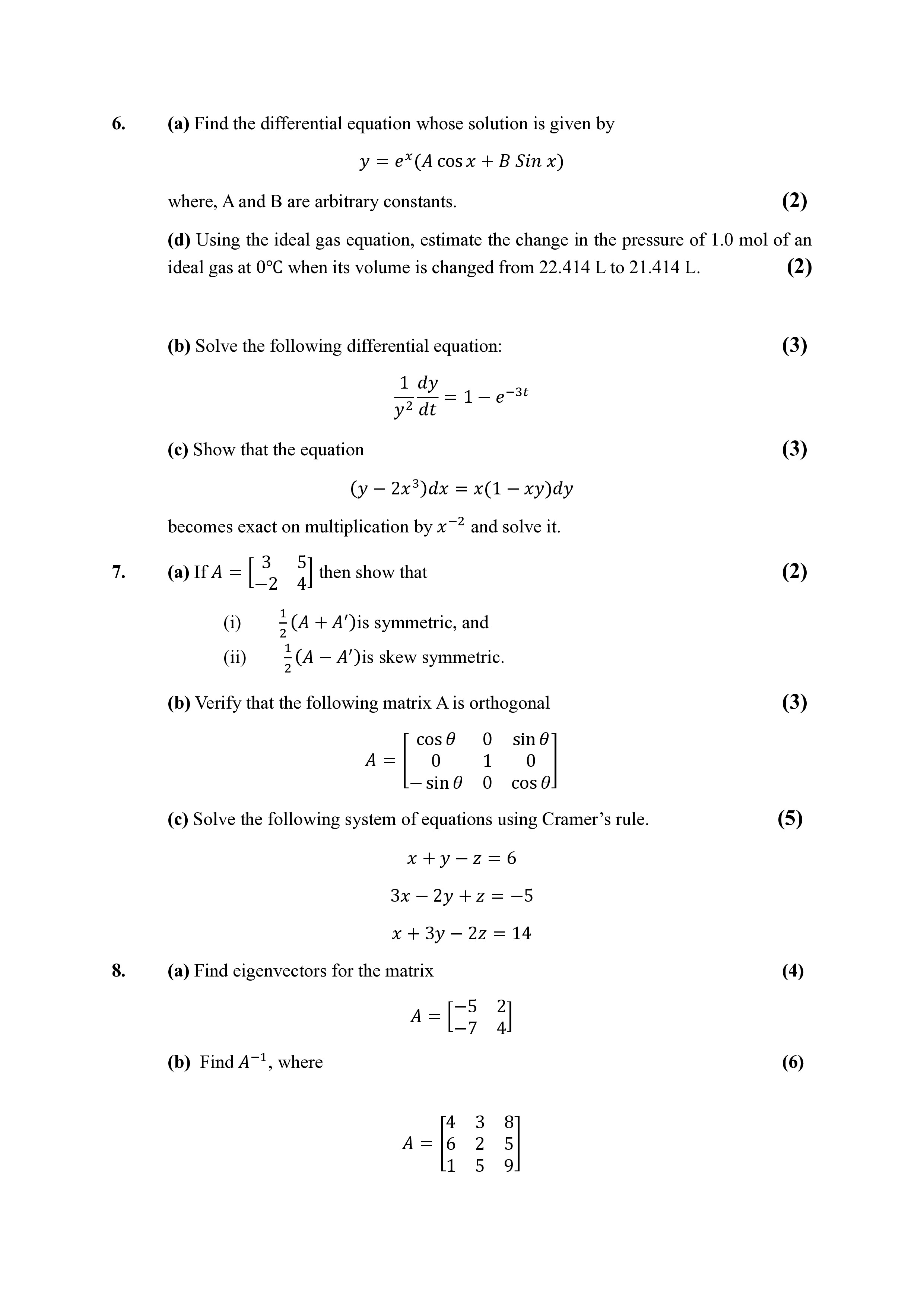 IGNOU MCH 014 Solved Assignment 2025-25 – Mathematics for Chemistry (English) | IGNOU Students Portal