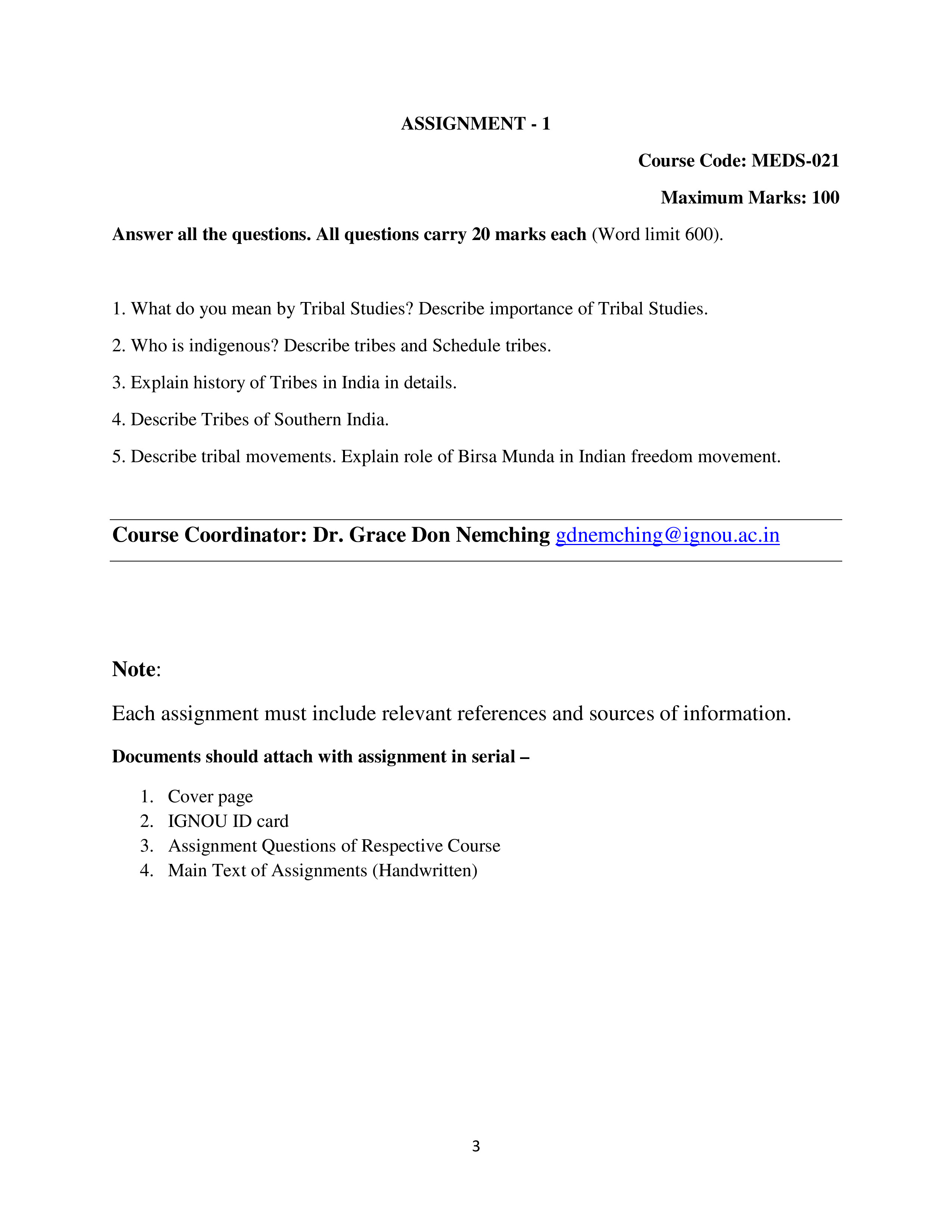 IGNOU MEDS 021 Solved Assignment 2026-26 – Introduction to Tribal Studies and Tribes (English) | IGNOU Students Portal