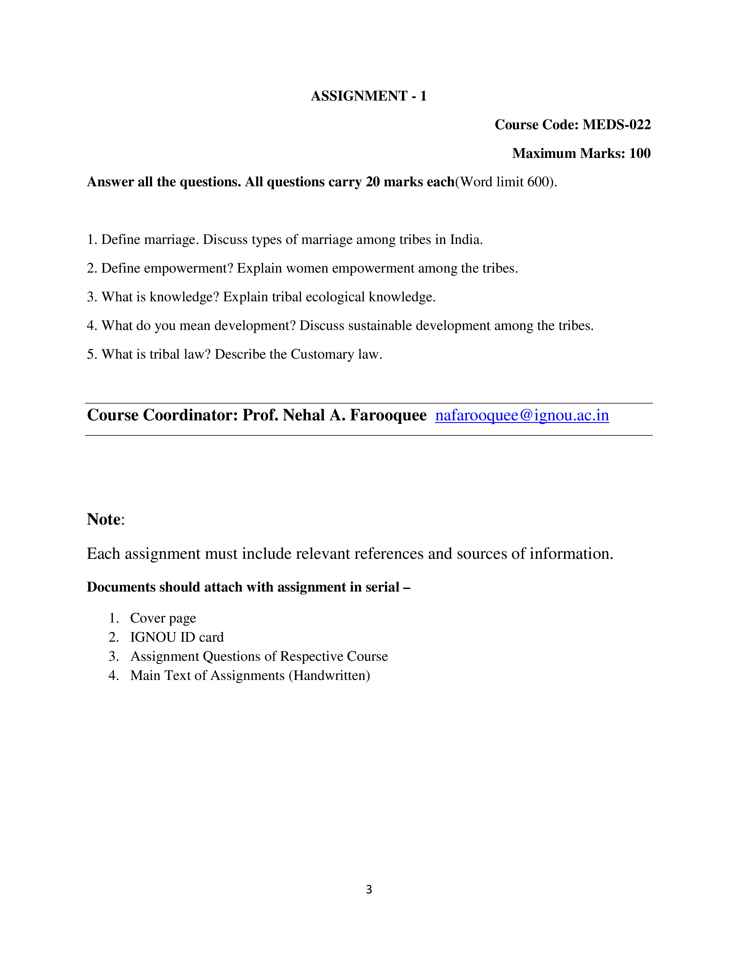 IGNOU MEDS 022 Solved Assignment 2026-26 – Tribal Society, Culture & Traditional Knowledge System (English) | IGNOU Students Portal