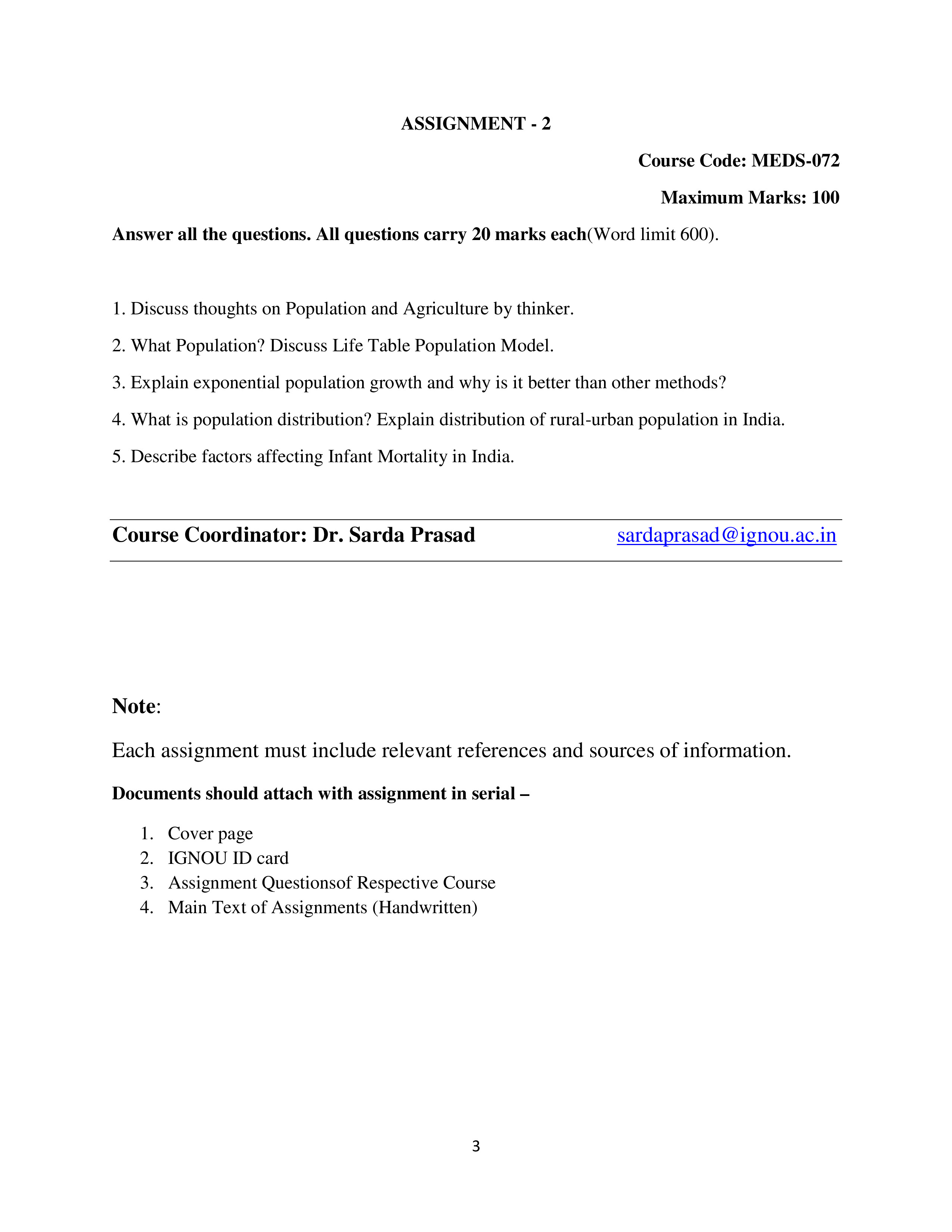 IGNOU MEDS 072 Solved Assignment 2026-26 – Population Theories, Policies and Programme (English) | IGNOU Students Portal