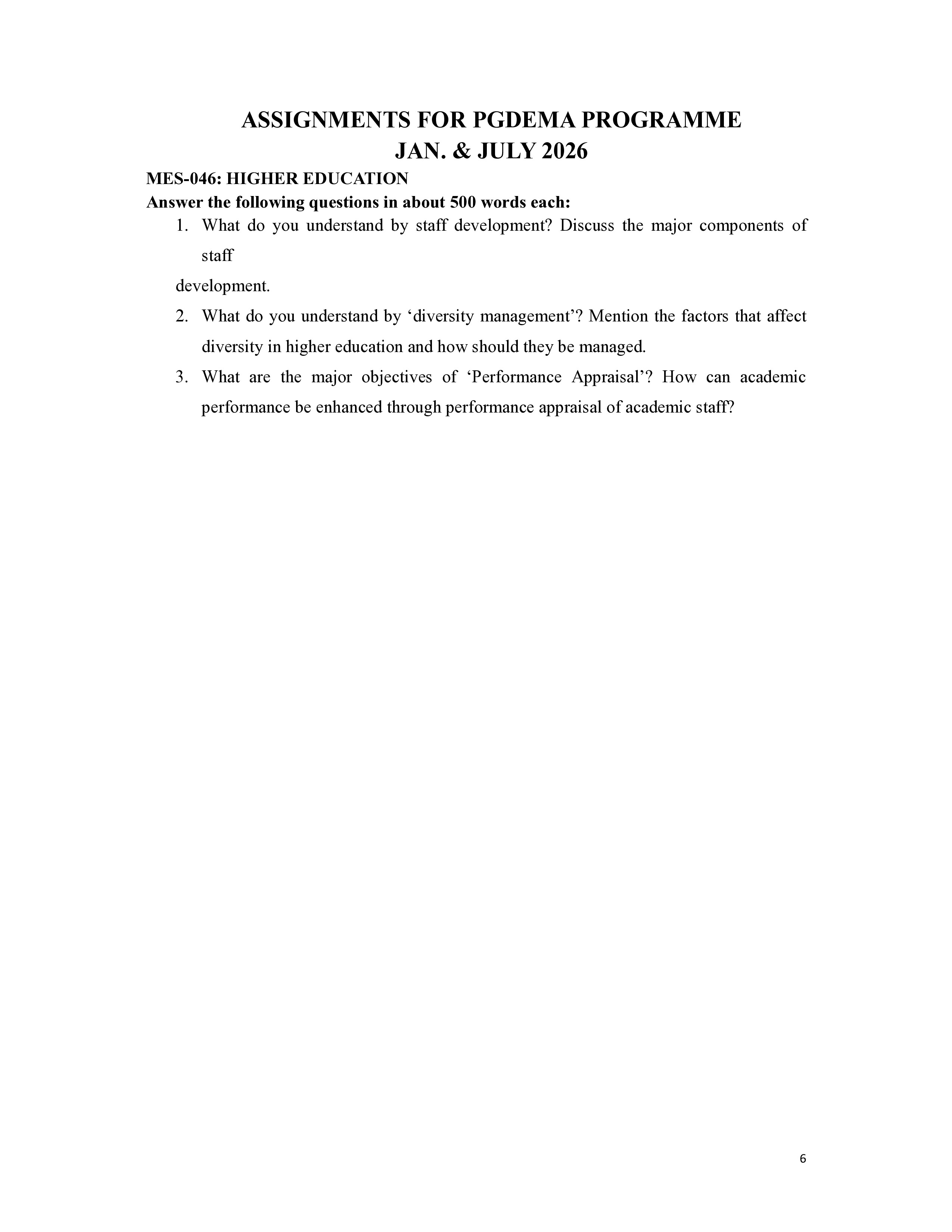 IGNOU MES 046 Solved Assignment 2026-26 – Higher Education (English) | IGNOU Students Portal