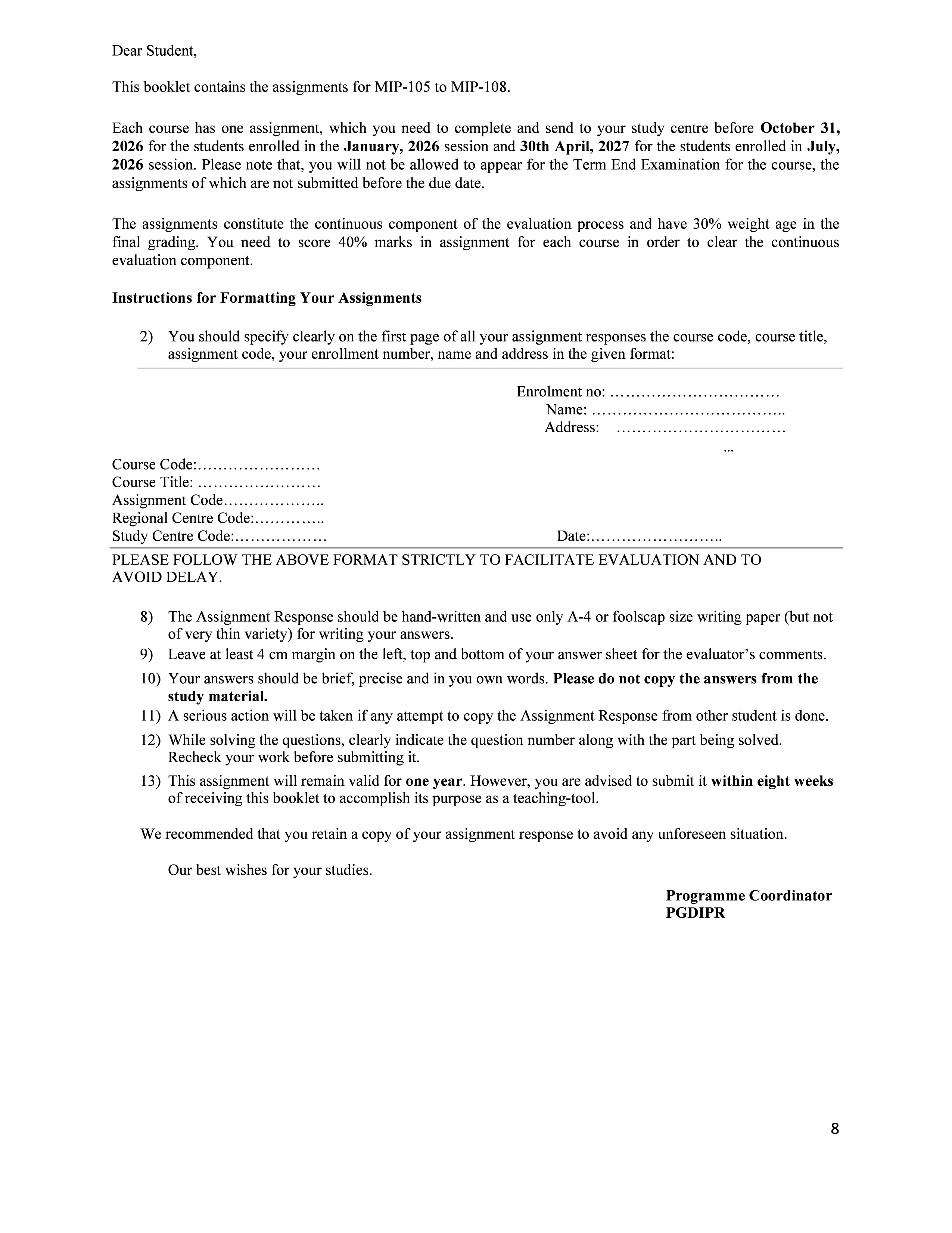 IGNOU MIP 105 Solved Assignment 2026-26 – Copyright and Related Rights (English) | IGNOU Students Portal