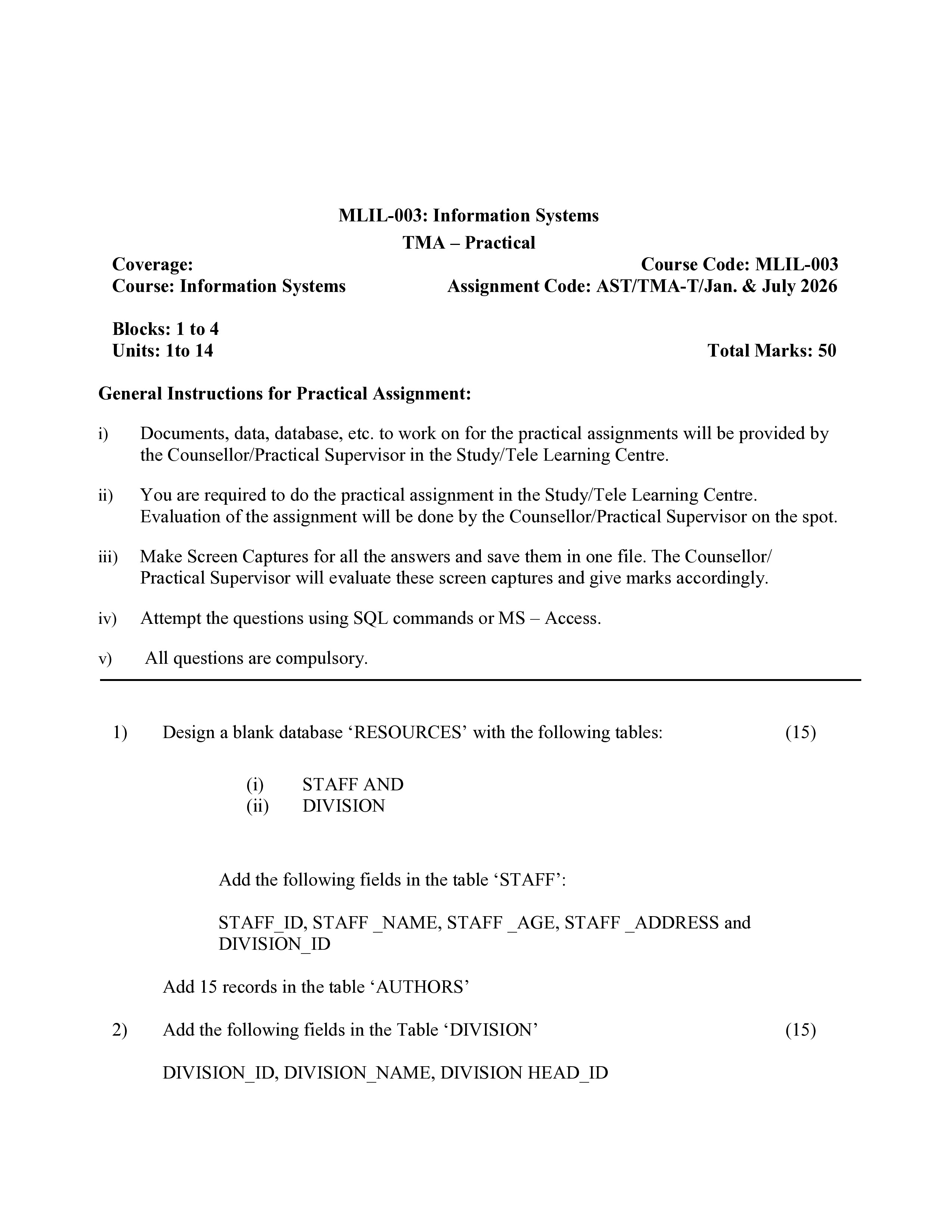 IGNOU MLI 003 Solved Assignment 2026-26 – Information Systems (English) | IGNOU Students Portal