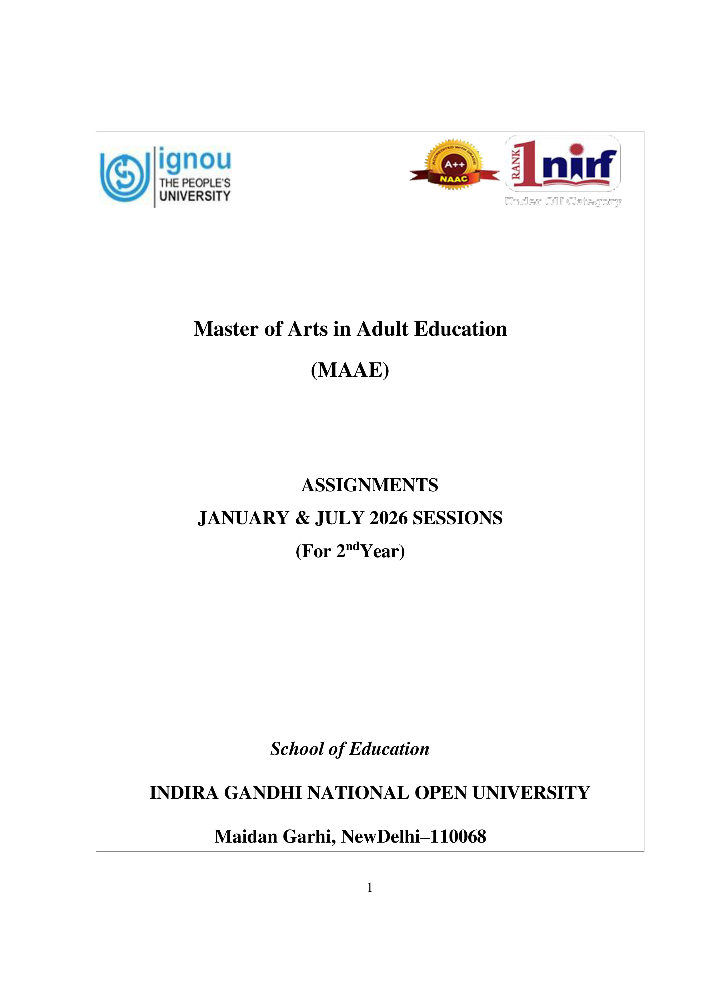 IGNOU MLL 001 Solved Assignment 2026-26 – Lifelong LearningAn Overview (English) | IGNOU Students Portal