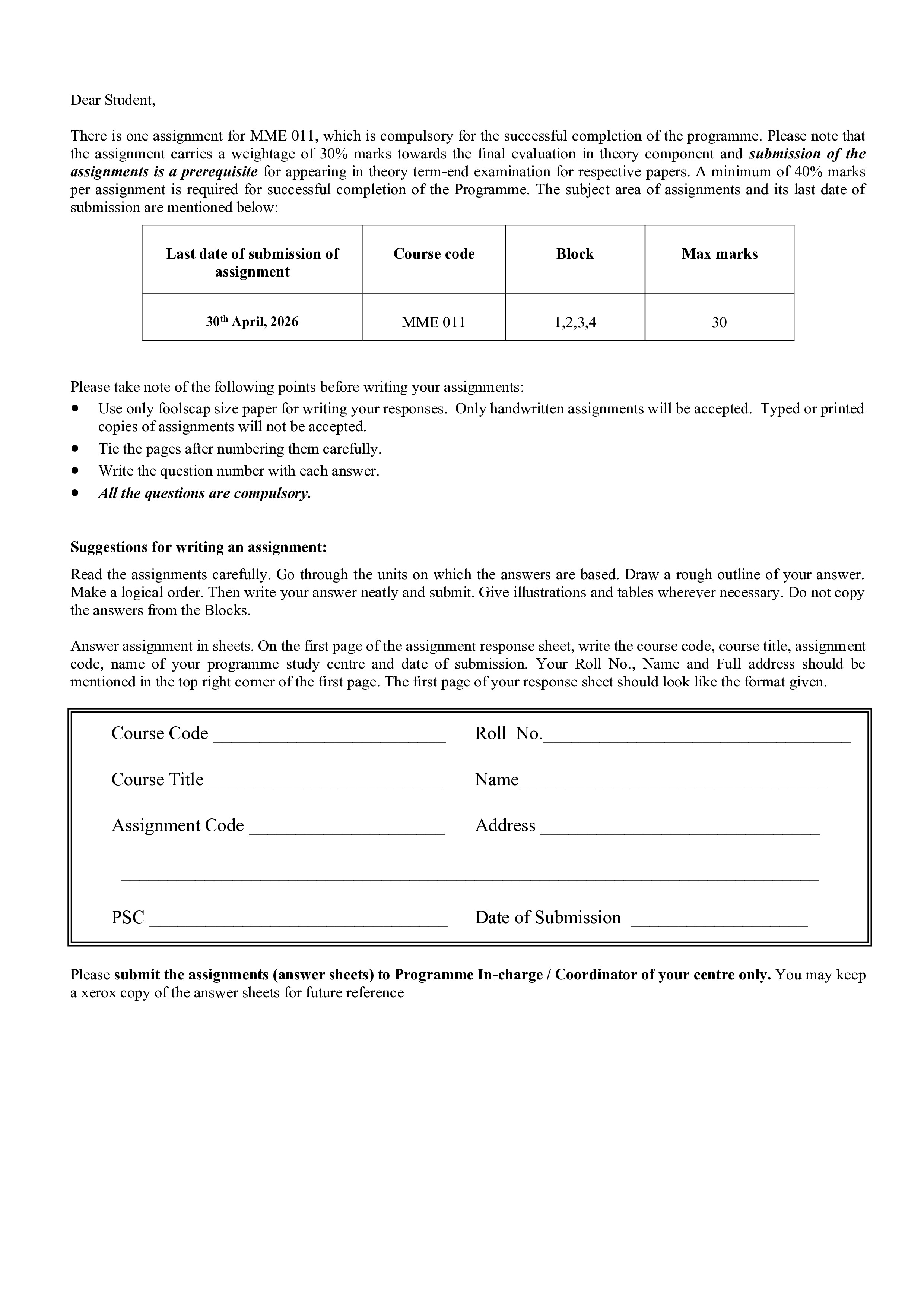 IGNOU MME 011 Solved Assignment 2026-26 – BASICS OF CBRNE (English) | IGNOU Students Portal