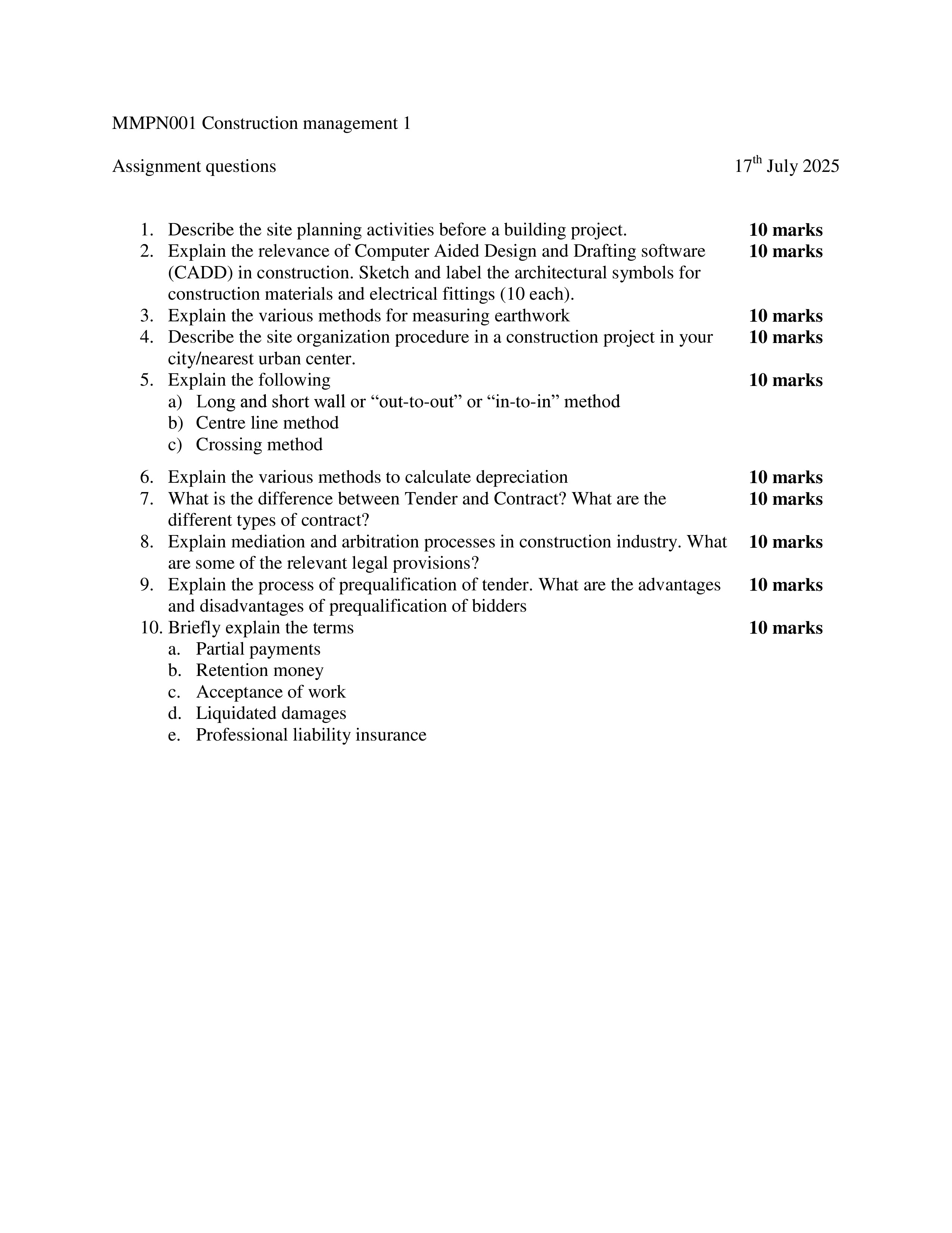 IGNOU MMPN 001 Solved Assignment 2025-2026 – Construction Management-1 (English) | IGNOU Students Portal