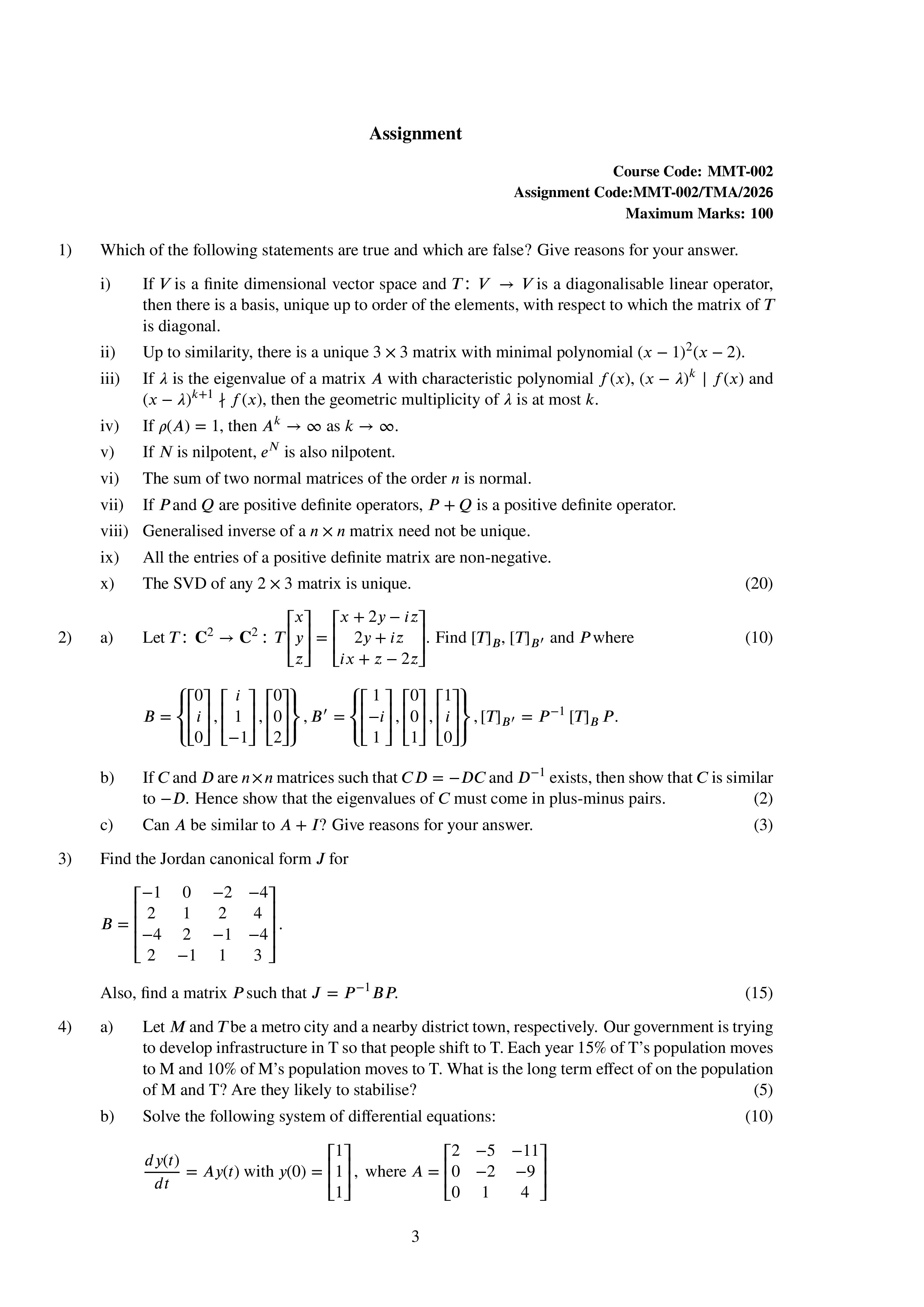 IGNOU MMT 002 Solved Assignment 2026-26 – Linear Algebra (English) | IGNOU Students Portal