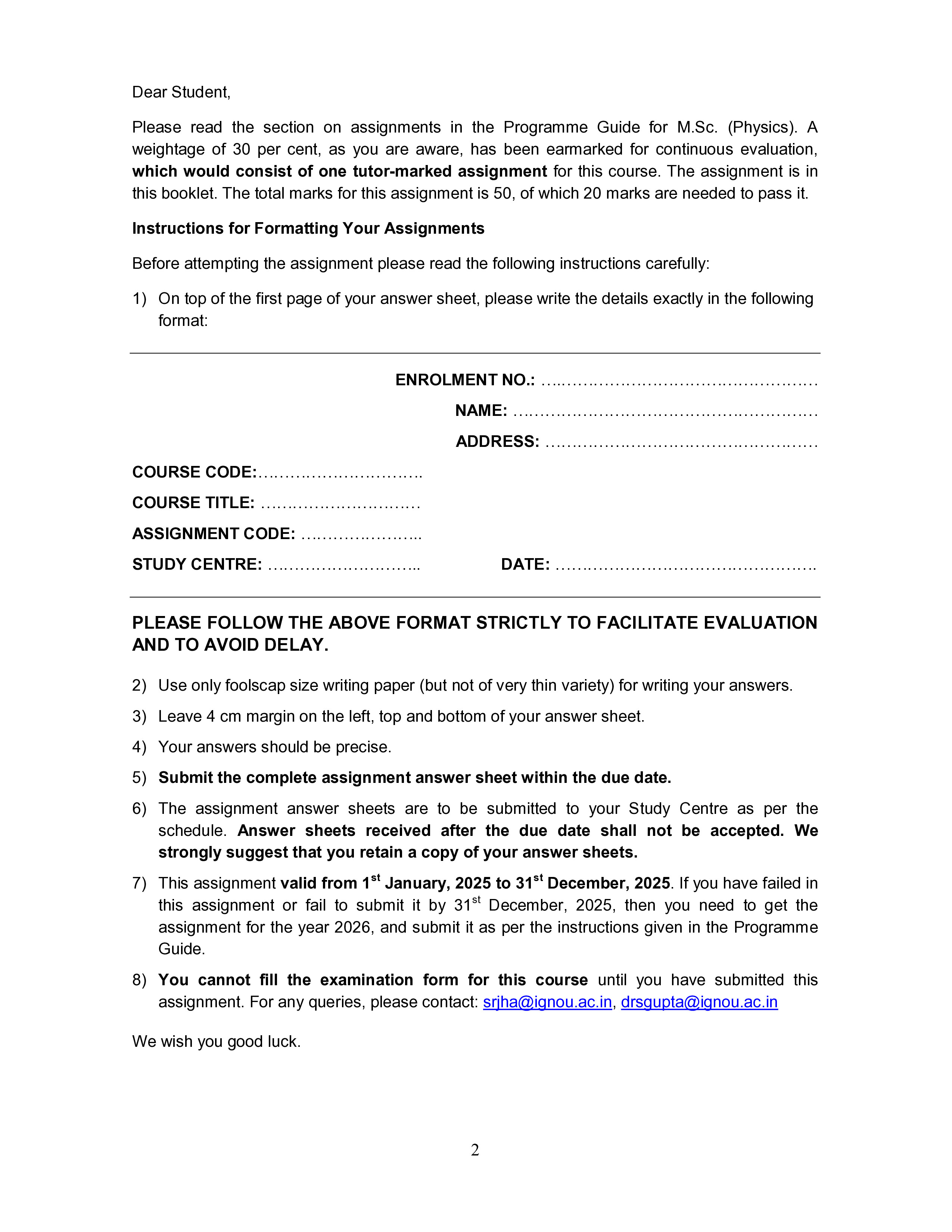 IGNOU MPH 013 Solved Assignment 2025-25 – Optics (English) | IGNOU Students Portal