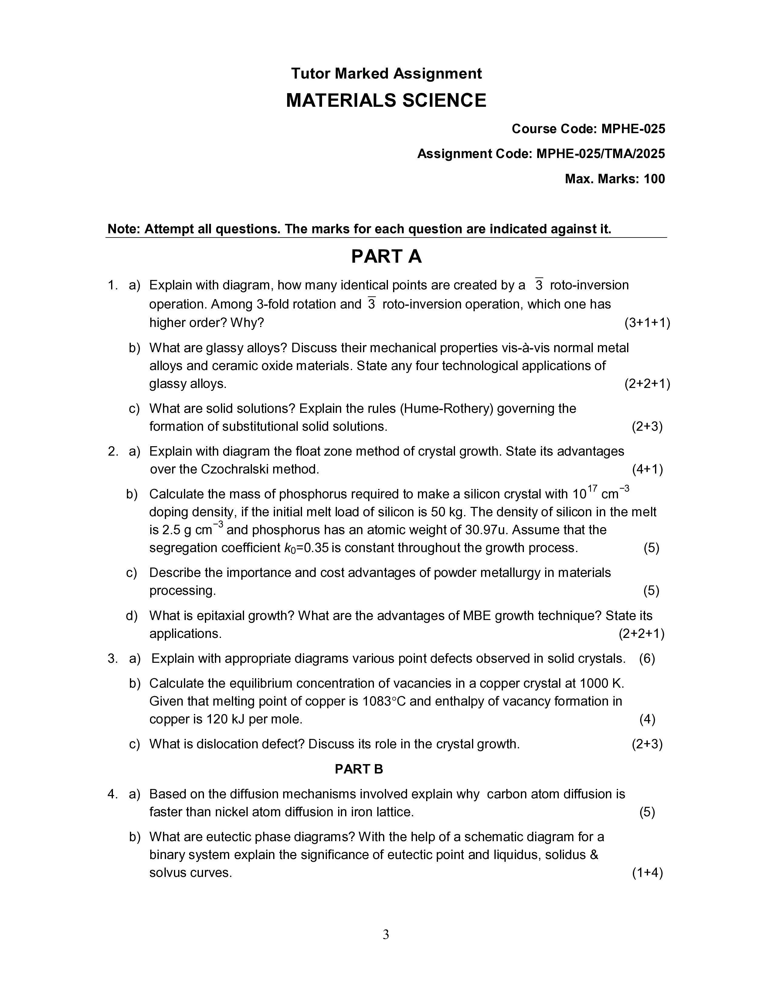 IGNOU MPHE 025 Solved Assignment 2025-25 – Materials Science (English) | IGNOU Students Portal