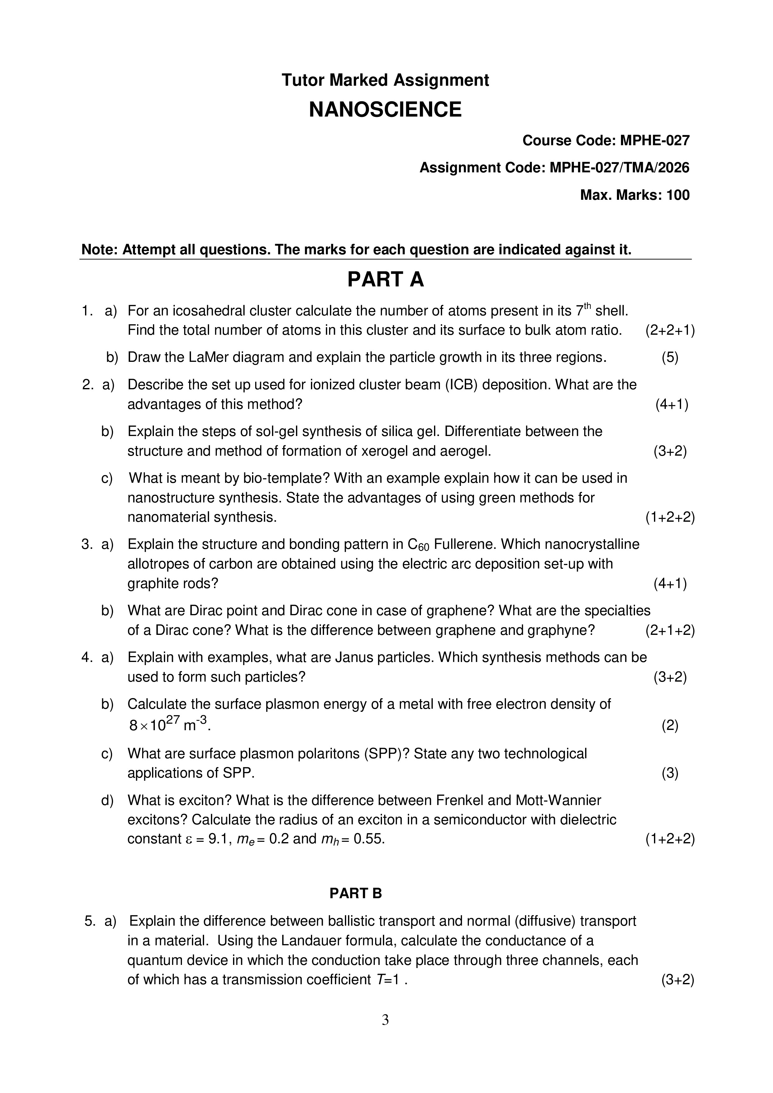 IGNOU MPHE 027 Solved Assignment 2026-26 – Nanoscience (English) | IGNOU Students Portal