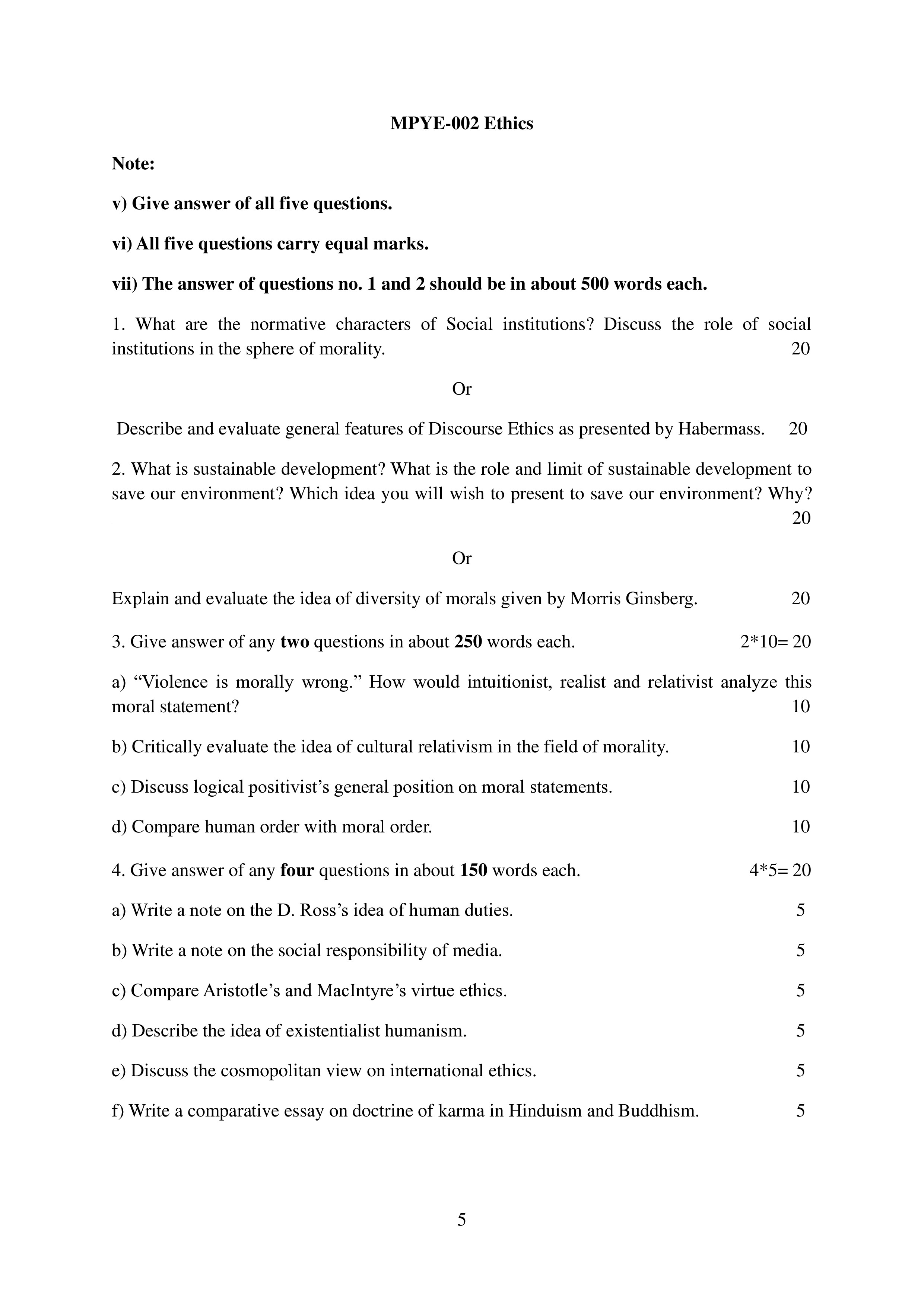 IGNOU MPYE 002 Solved Assignment 2025-25 – Ethics (English) | IGNOU Students Portal
