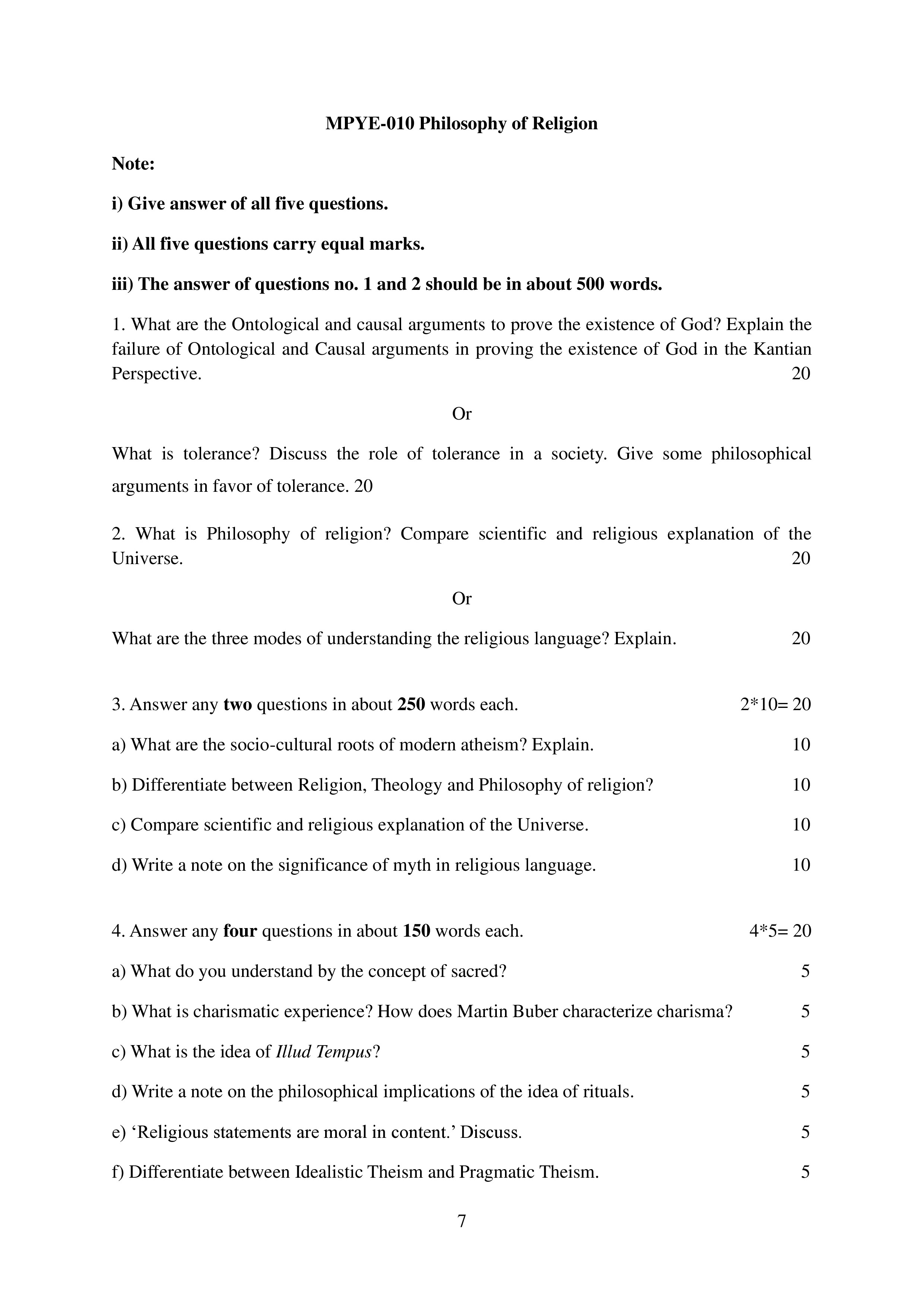 IGNOU MPYE 010 Solved Assignment 2025-25 – Philosophy of Religion (English) | IGNOU Students Portal
