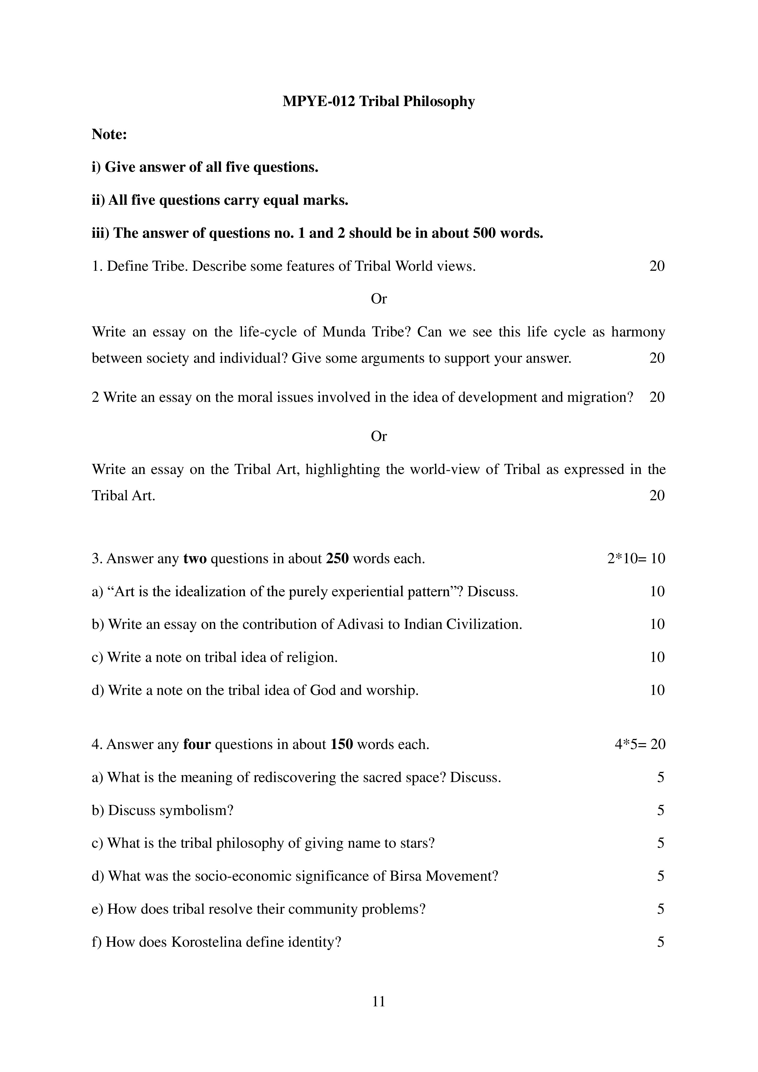 IGNOU MPYE 012 Solved Assignment 2025-25 – Tribal Philosophy (English) | IGNOU Students Portal