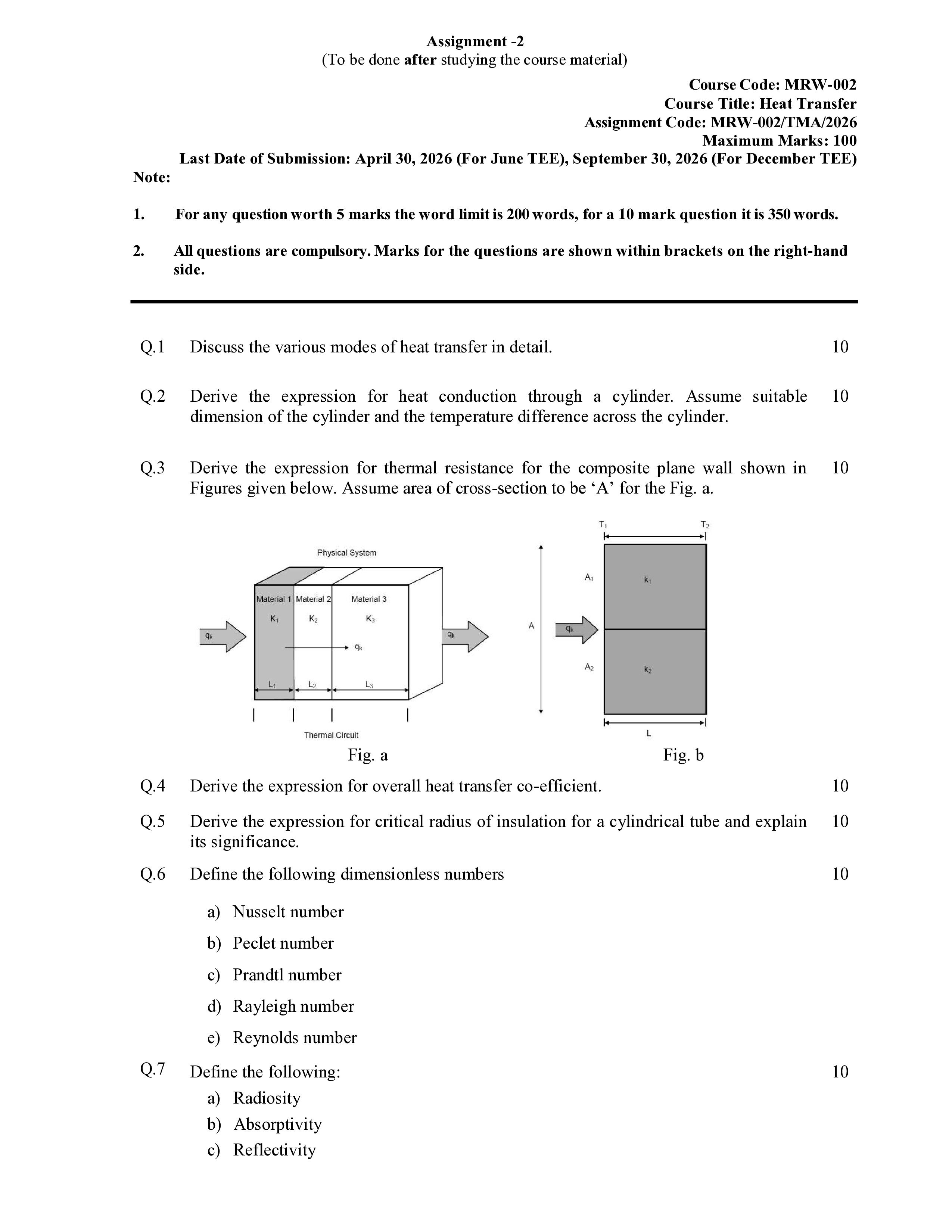 IGNOU MRW 002 Solved Assignment 2026-26 – Heat Transfer (English) | IGNOU Students Portal