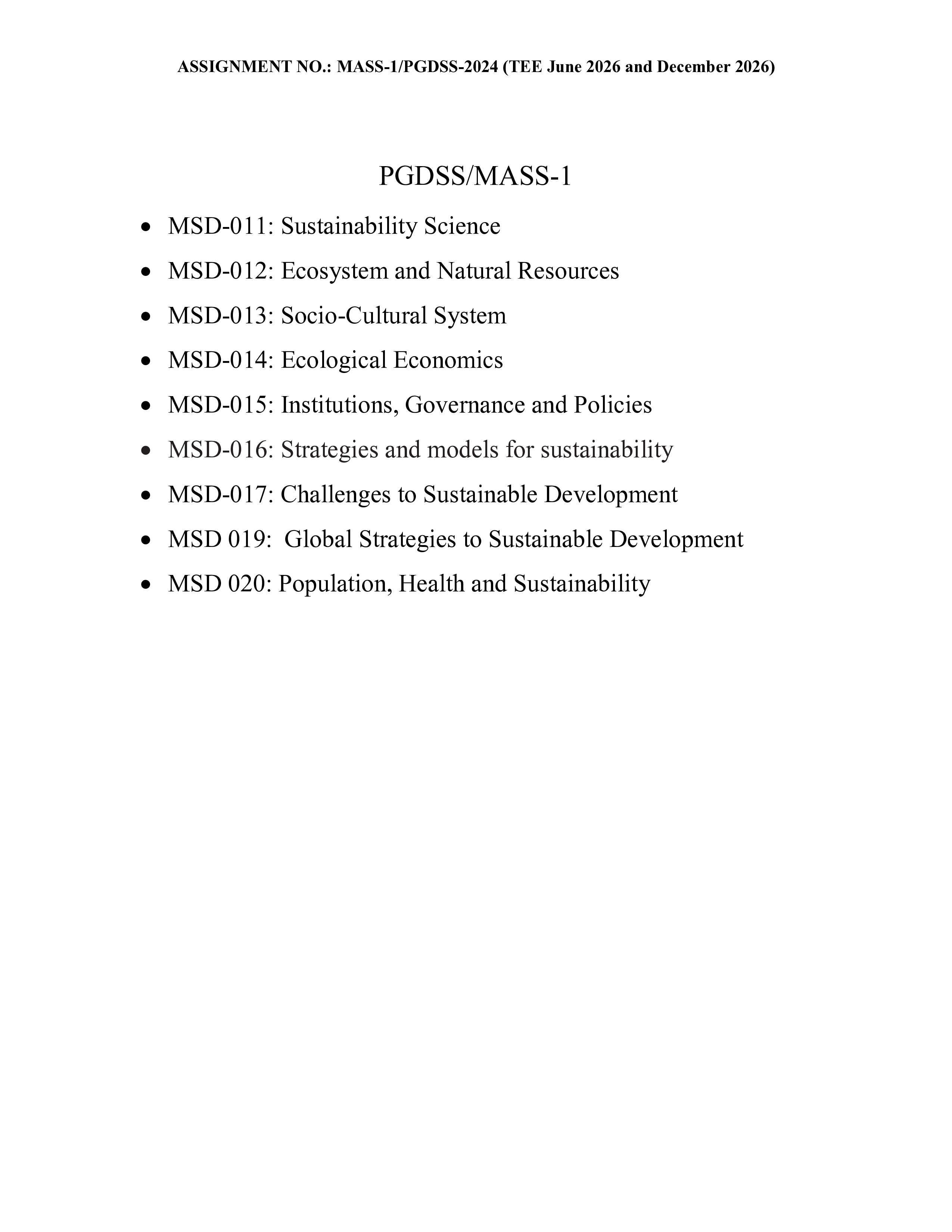 IGNOU MSD 012 Solved Assignment 2025-2026 – Ecosystem and Natural Resources (English) | IGNOU Students Portal